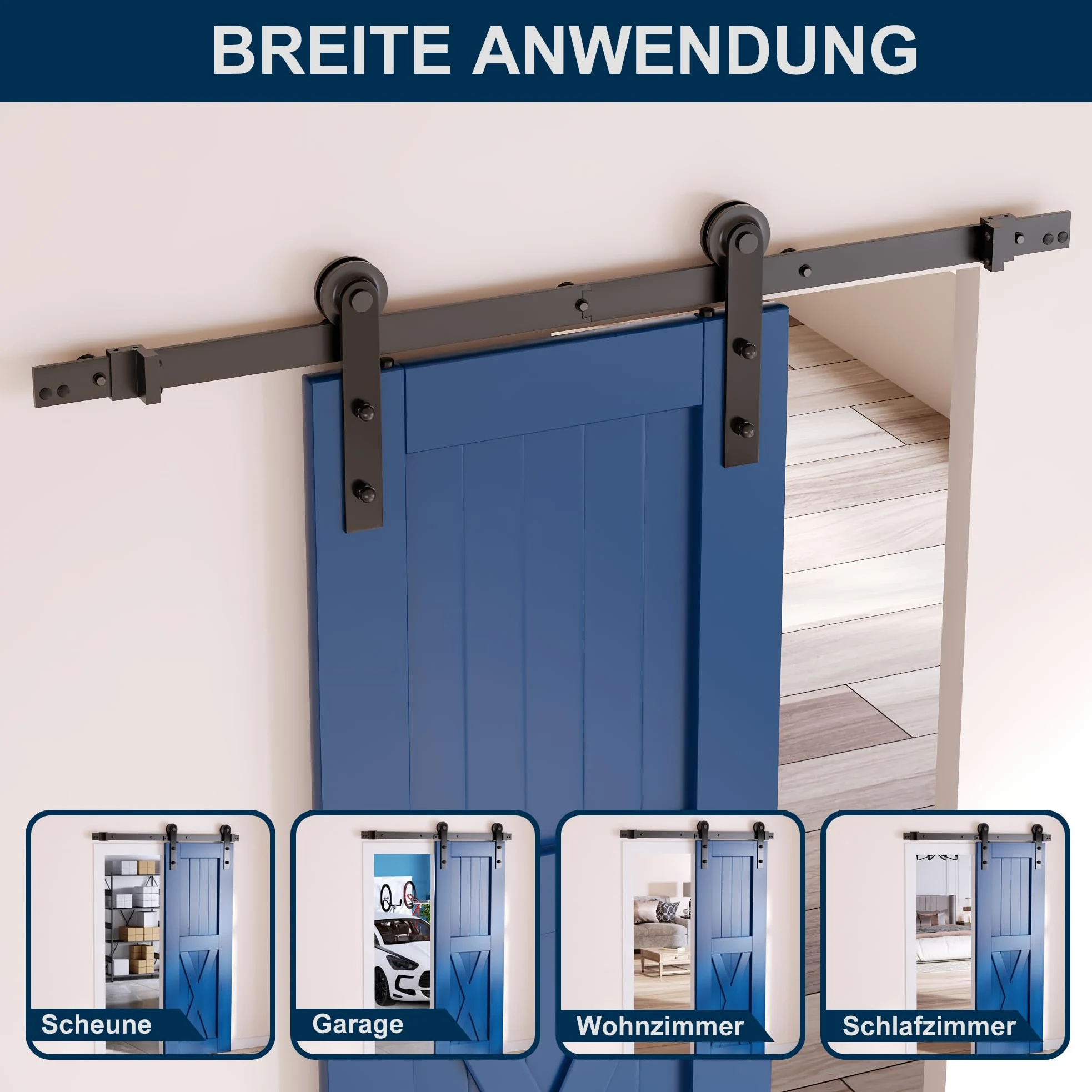 SKYSEN Porta Scorrevole Esterno Muro 183cm, per sistema di Cancelli scorrevoli con guida a pavimento, guida scorrevole, durevole, ideale per risparmiare spazio