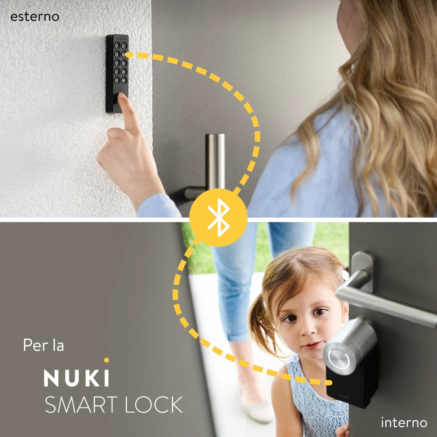 Nuki Keypad 2 Apri la porta in modo rapido e confortevole, tramite un codice o la tua impronta digitale, Il Keypad è l'accessorio ottimo per la Nuki Smart Lock, Bluetooth