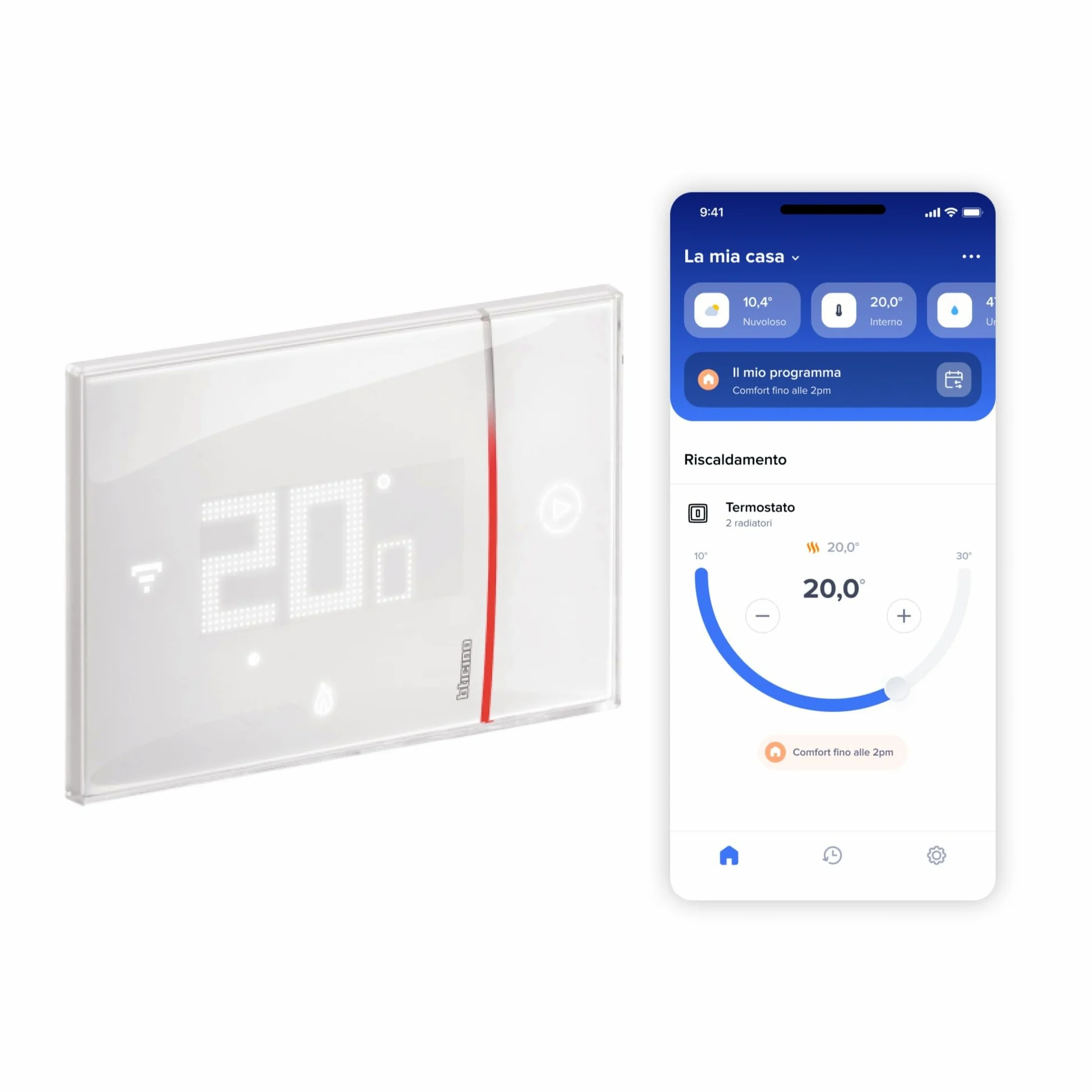BTICINO SXW8002 Termostato WiFi Smarther2 with Netatmo, Termostato Caldaia da Incasso, Controllo anche da Remoto con App, Alexa, Google Assistant, Apple HomeKit, Programmabile, Risparmio Energetico