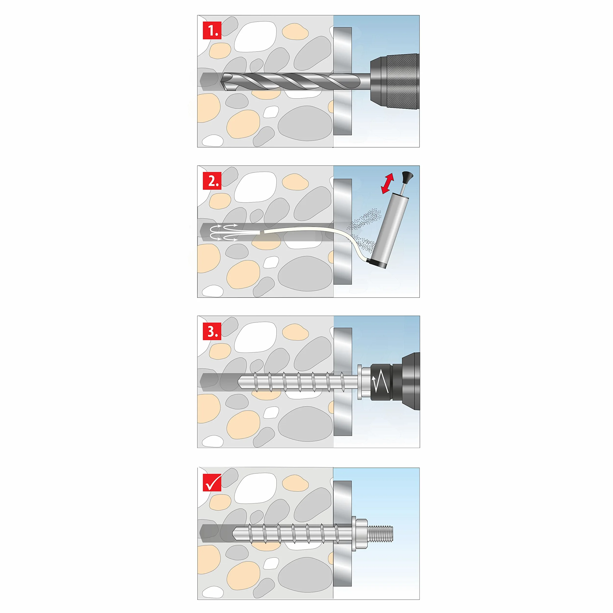 TOX Ancoraggio a vite Sumo Max 1 AG A4 10x140 mm, con filettatura di connessione M10, acciaio inox A4 per diverse profondità di installazione, approvato dalle autorità edilizie, 50 pezzi, 041171551