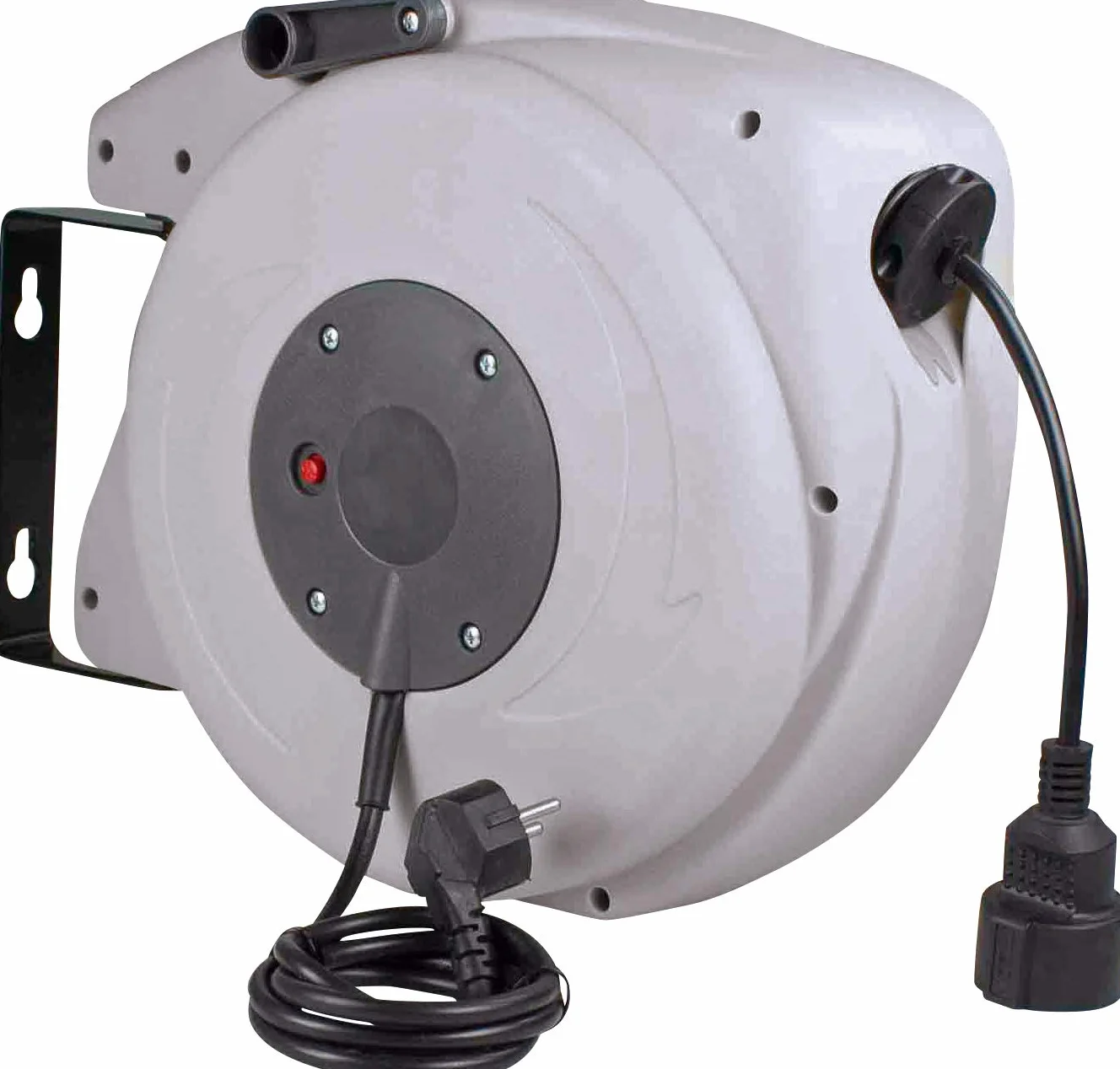as - Schwabe avvolgicavo automatico 20 m, 180° orientabile, montaggio a parete o soffitto, rimovibile uso mobile, 230 V 16 A, IP20 interno