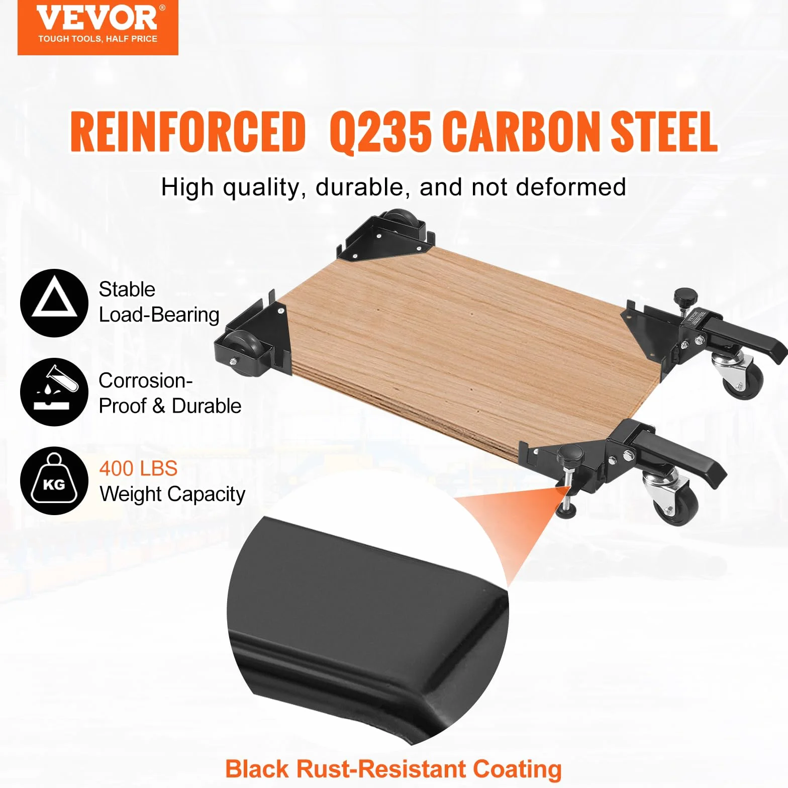 VEVOR Kit di Base Mobile per Carico Pesante 181,4 kg, Supporto Universale con Rotelle 241,3x241,3 mm, Ruote Girevoli, Attrezzi per Base per Attrezzature Lavorazione Legno Lavatrice Mobili Pesanti