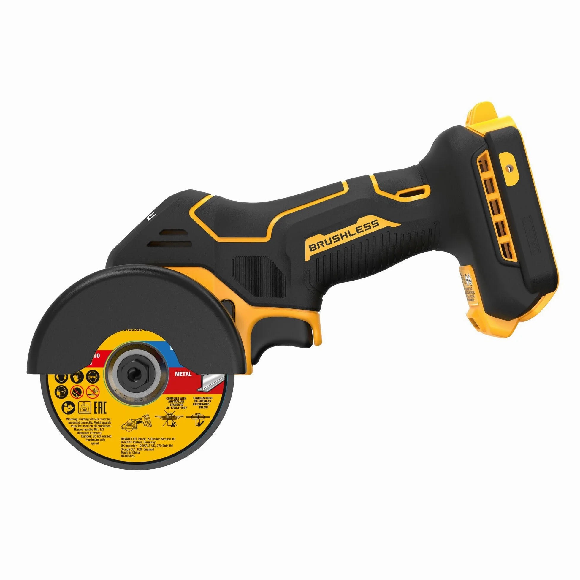 DEWALT DCS438N-XJ Levigatrice angolare (batteria) senza batteria senza ricaricatore con accessori Motore senza spazzole