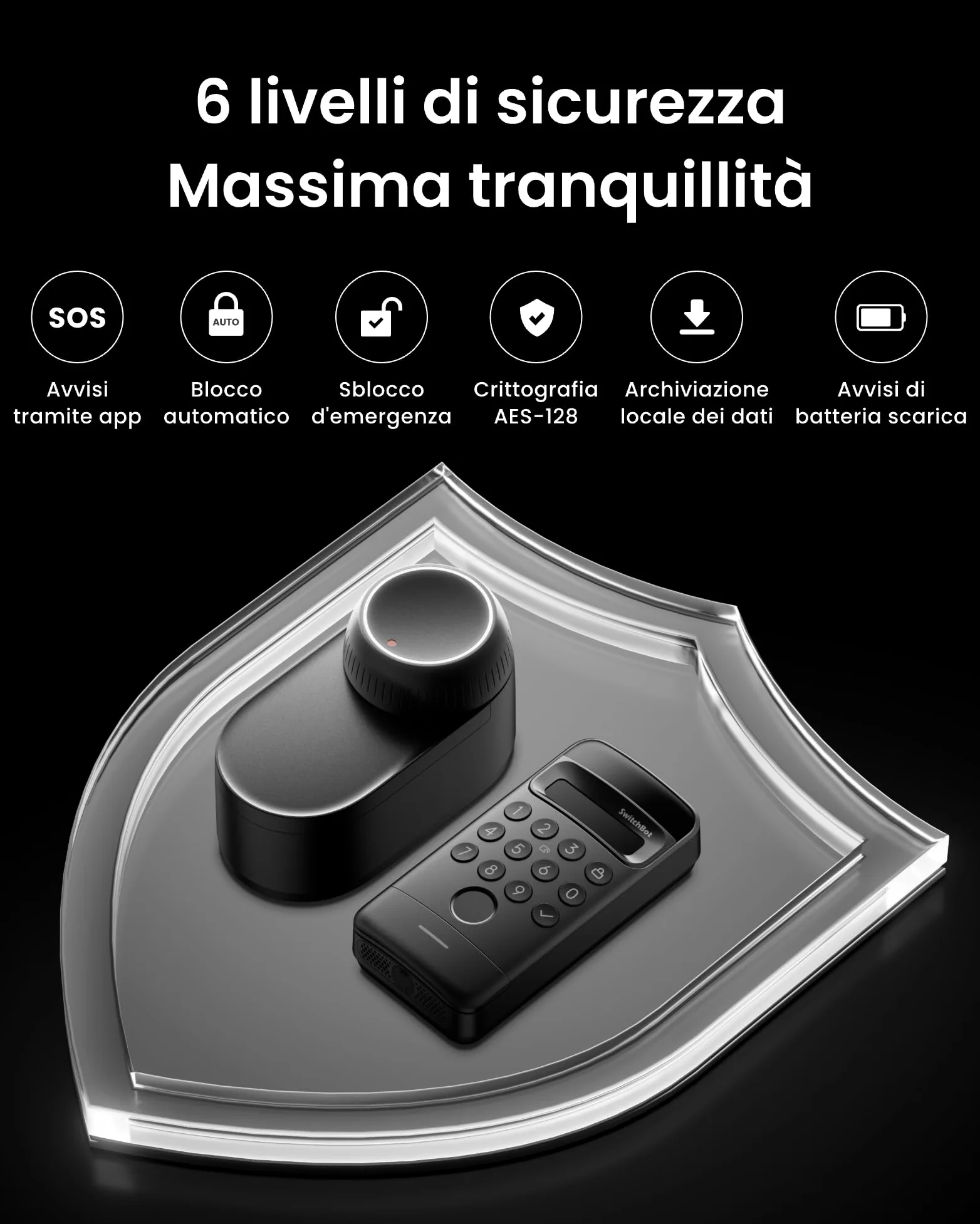 SwitchBot WiFi Smart Lock Ultra con Tastierino e Riconoscimento Facciale 3D, Serratura Smart con Impronte Digitali, Serratura Elettronica con Batteria Ricaricabile, Adatta a Matter, Alexa, Google