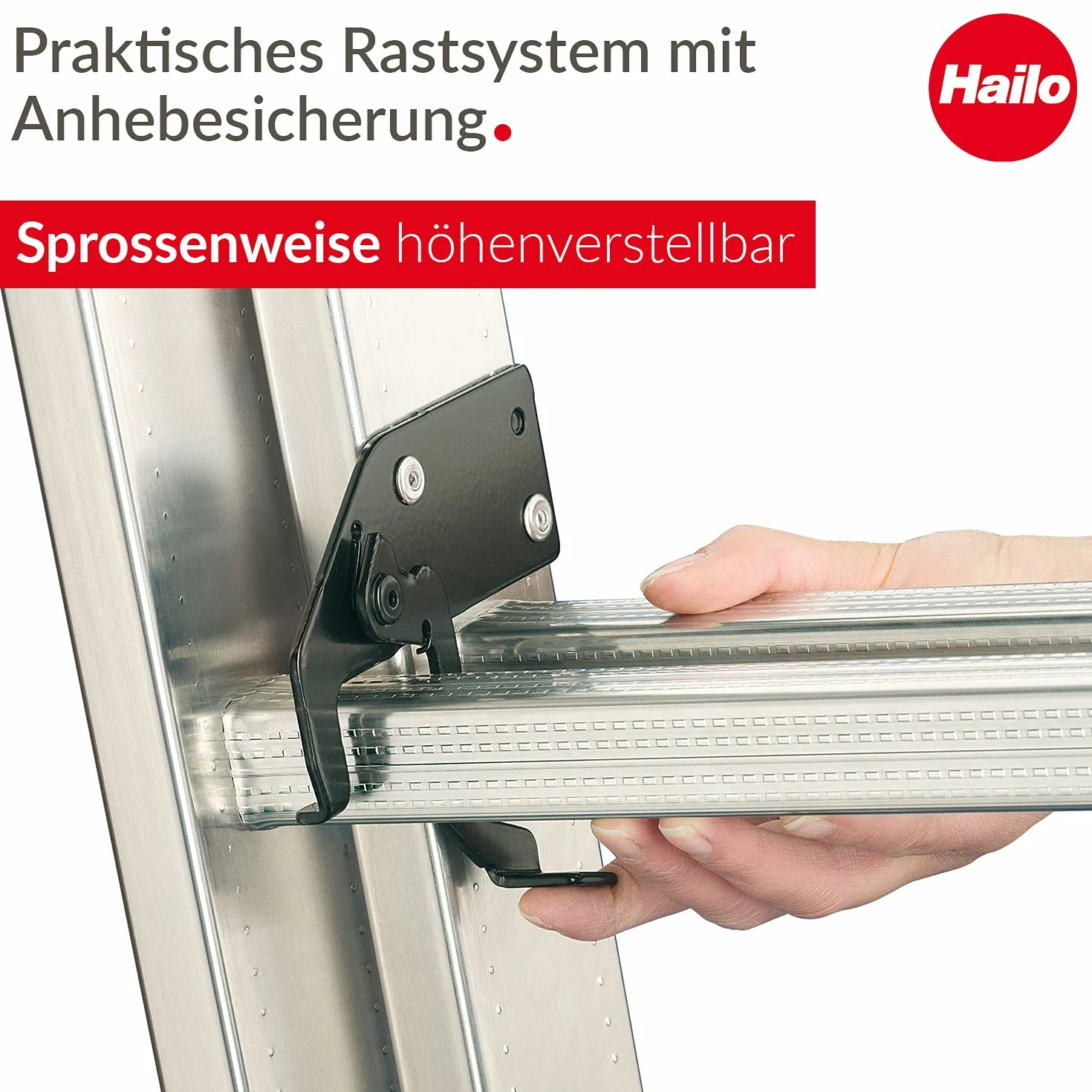 Hailo S80 ProfiStep Duo Scala scorrevole in alluminio, 2 x 9 pioli, portata fino a 150 kg, parti della scala utilizzabile singolarmente e regolabile in altezza