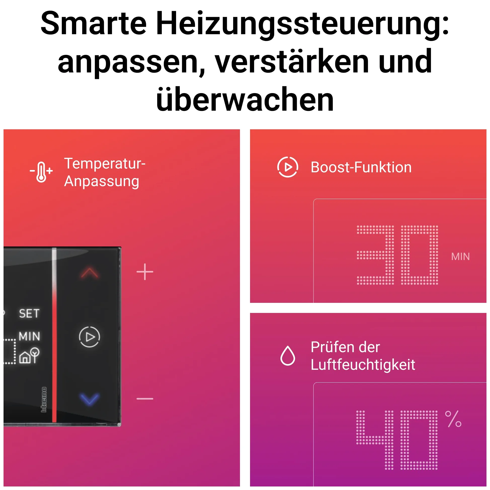 Bticino Termostato WiFi intelligente Smarther2 with Netatmo XG8002, Incasso, Nero - versione professionale