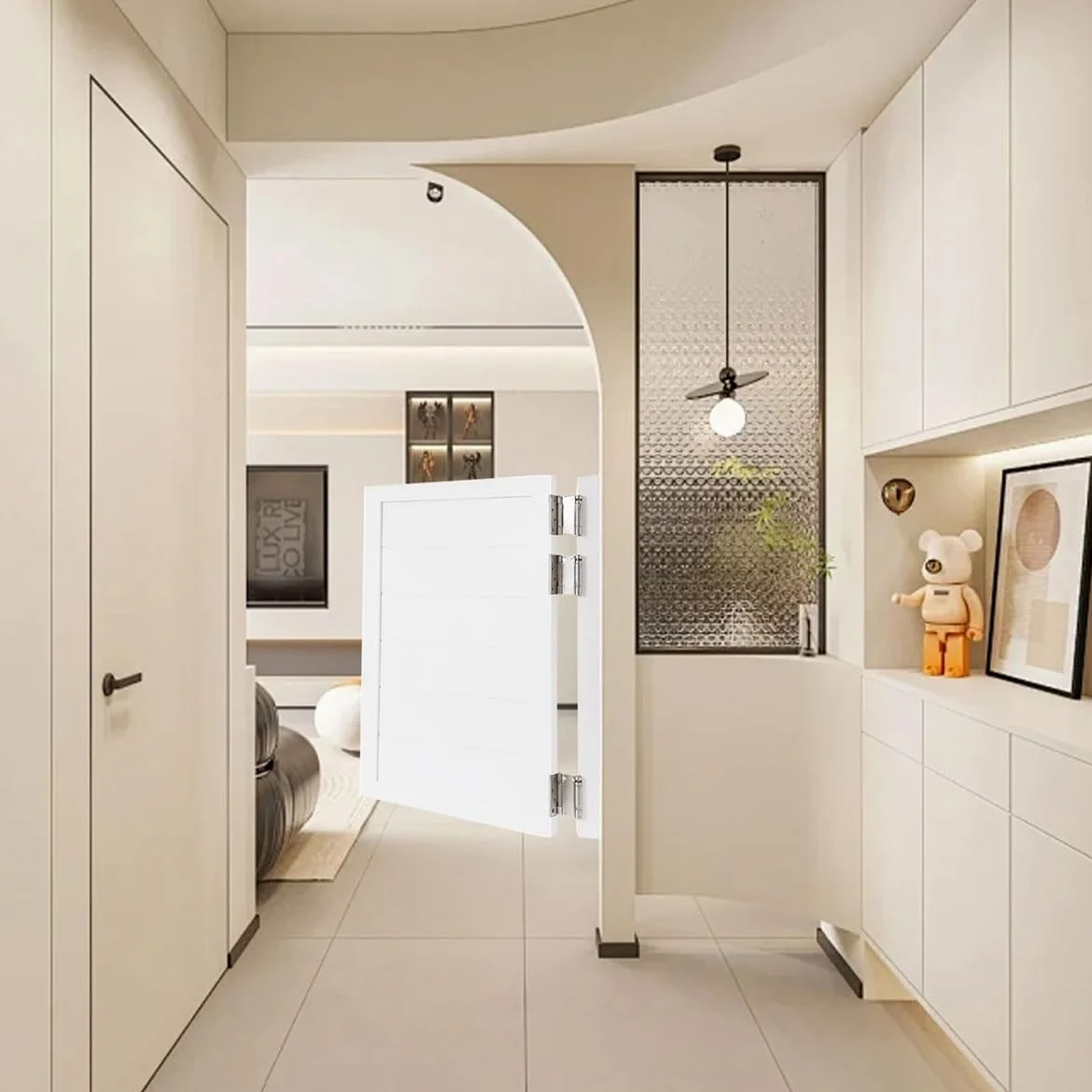 Porta a Battente in Legno, Porta da Saloon oscillante, Singola Porte Battente Interne Porte a Mezza Vita per Bar, Giardino e salotti, con Chiusura Automatica(White,30.7"x39.4"(78x100cm))
