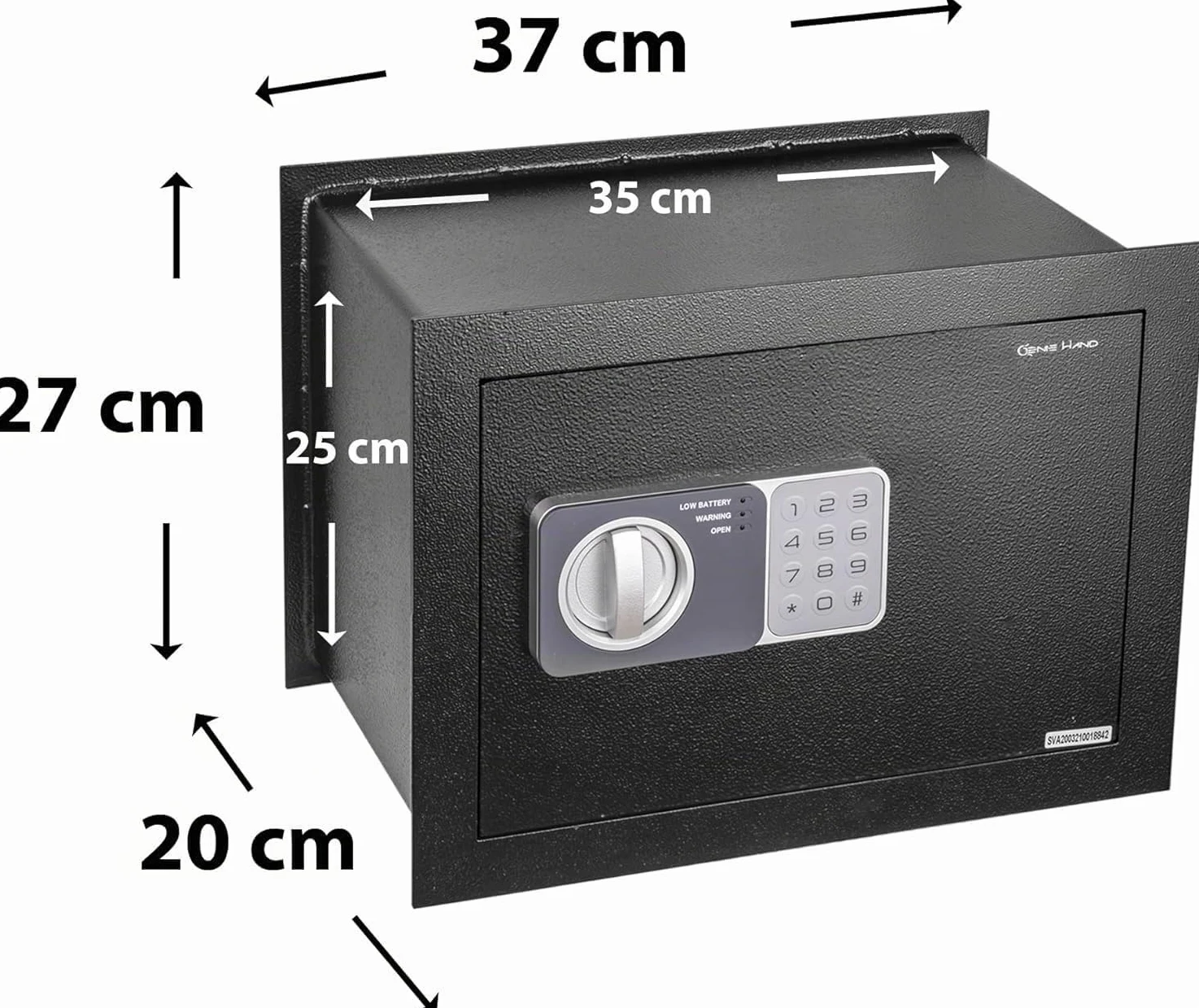 Genie Hand Cassaforte Elettronica a Muro Cassetta di Sicurezza Media con Codice a Combinazione e Chiave con Serratura B-Class e Sistema Anti Bounce in Acciaio per Soldi