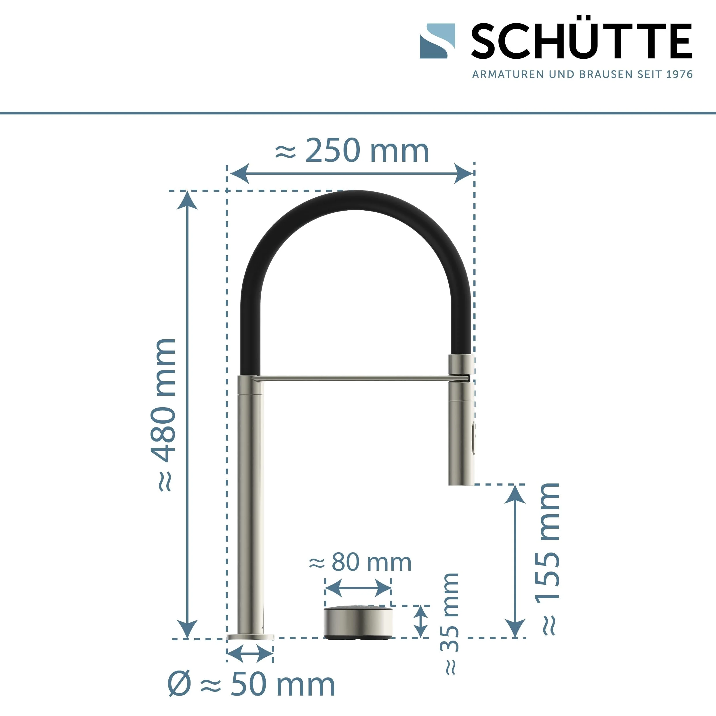 SCHÜTTE Aquadot, rubinetto digitale per lavello con controllo intelligente, rubinetto moderno da cucina con tubo soft touch, effetto acciaio inox/nero