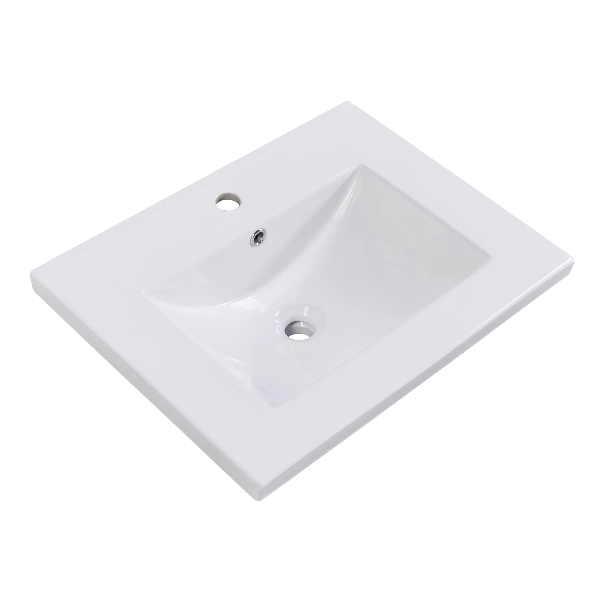 Mobile da bagno singolo con base 60 cm con lavabo in ceramica, grigio chiaro