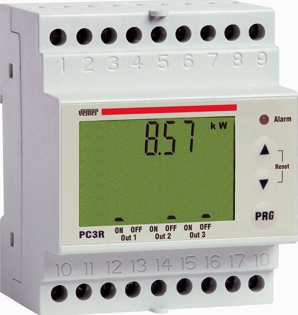 VEMER VE467700 PC3R - Centralina Controllo Carichi Prioritari per Impedire il Distacco dell'Interruttore Generale (Blackout), 3 Carichi Non Prioritari Controllabili, Bianco