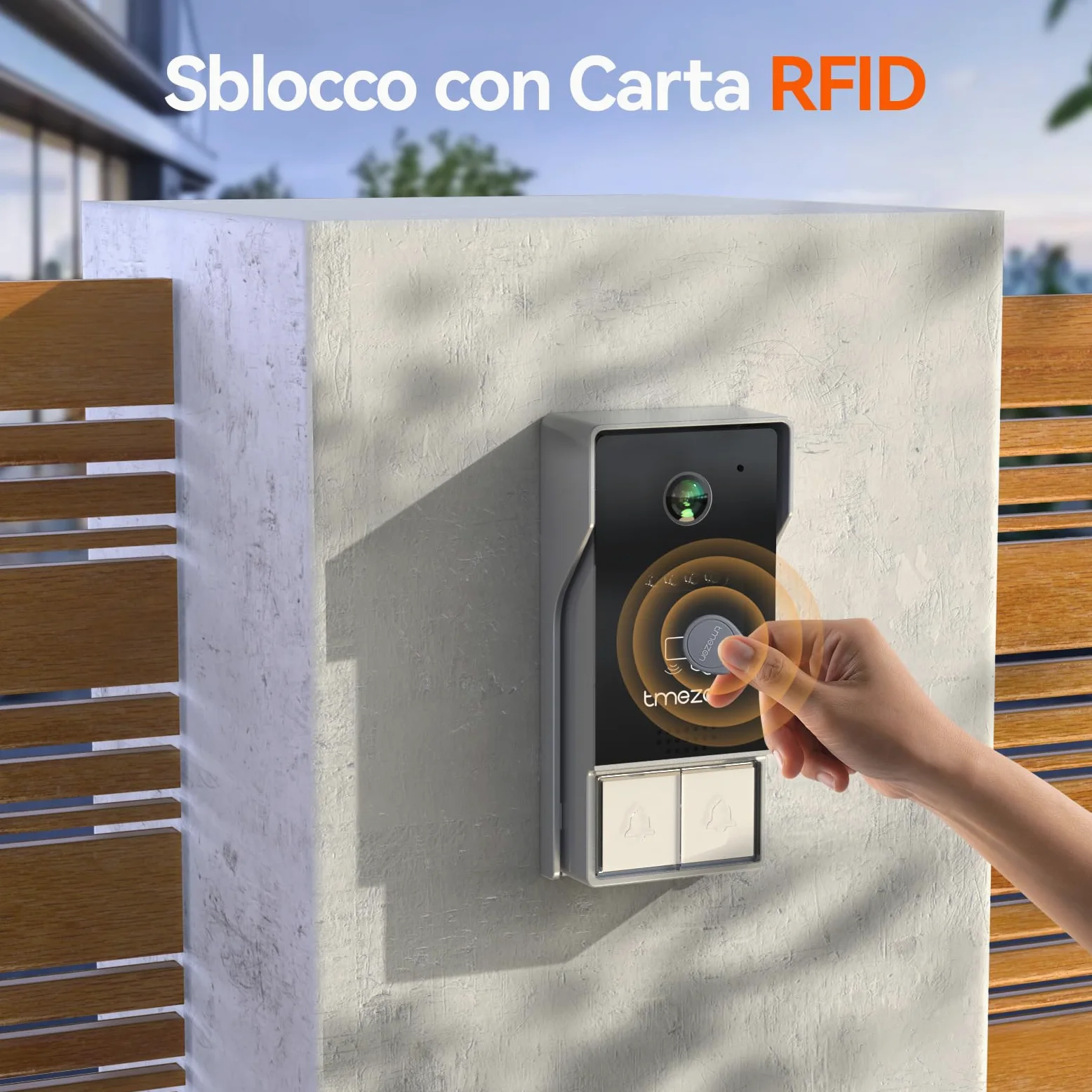 TMEZON Videocitofono Bifamiliare Y73,Videocitofono Smart Wifi 2 Fili con due monitor a Colori TFT LCD da 7'' e Campanello Esterno con Telecamera 1080P, Sblocco APP/RFID,Rilevamento Movimento Umano
