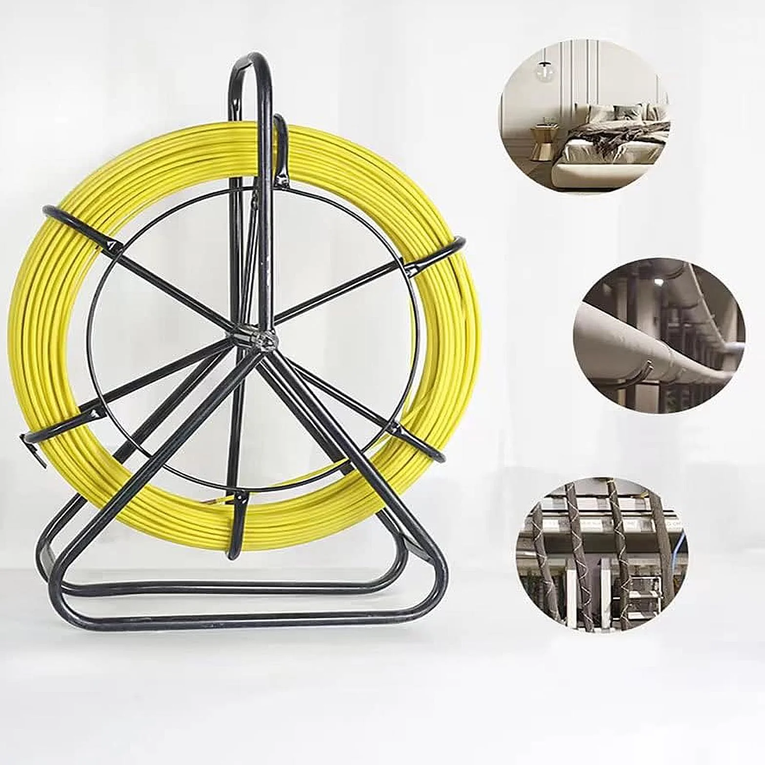 6mm x 100m Sonda Passacavi in Fibra di Vetro, Strumento per l'Installazione di Cavi Elettrici in Fibra di Vetro, Infilatore per Cavi per Condutture