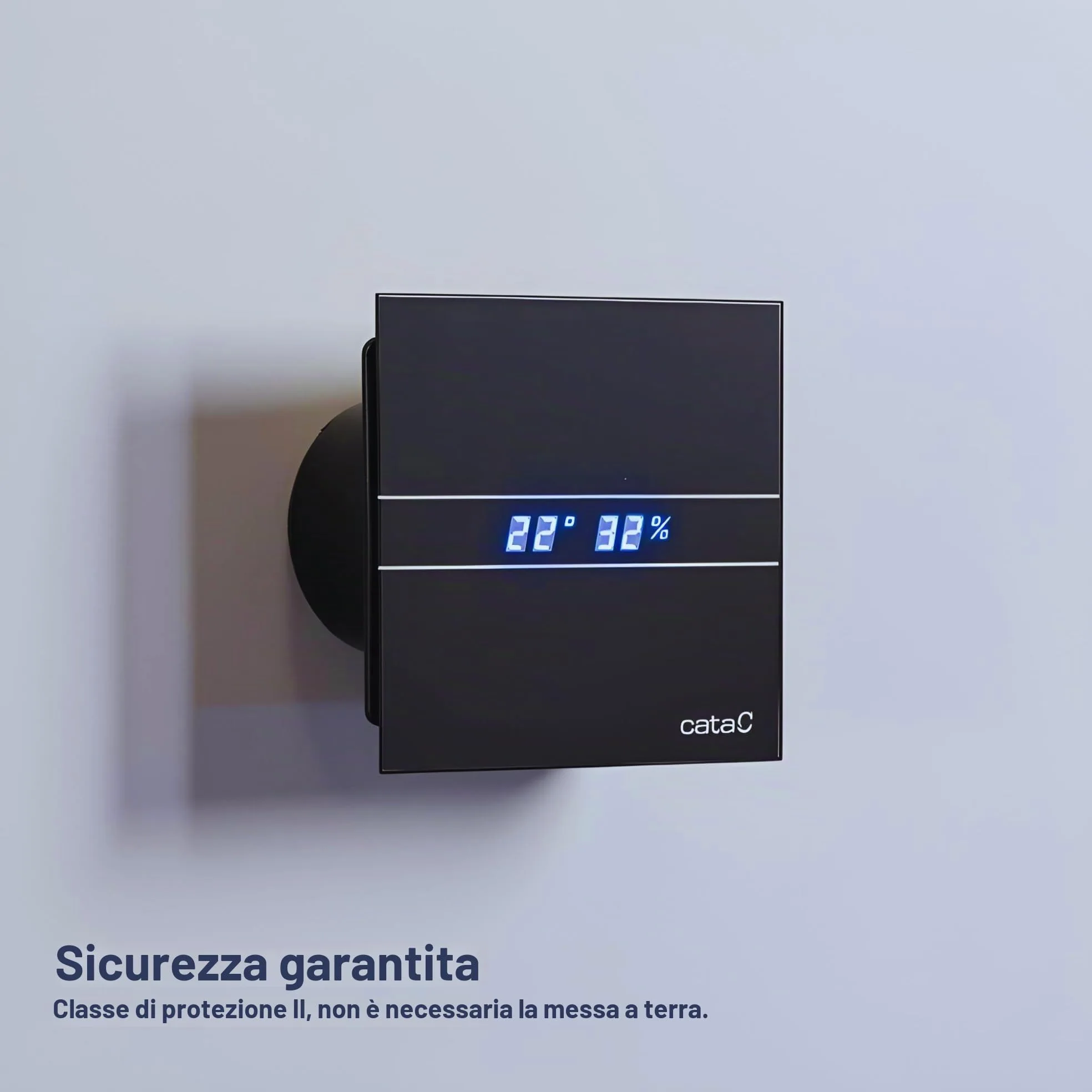 Cata E 100 GTH BK - Estrattore da bagno, Timer Hygro, 8 W, vetro nero