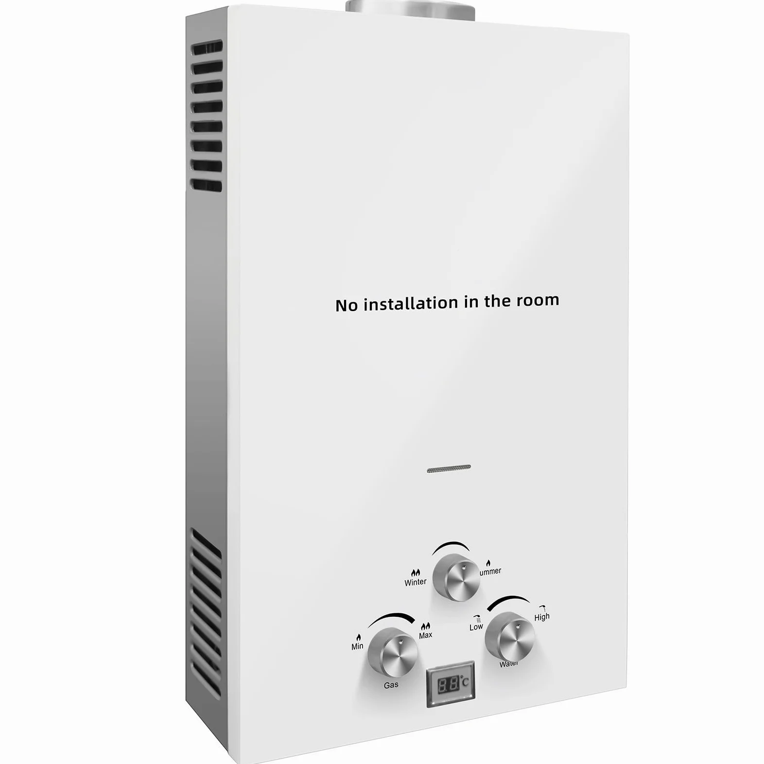 Scaldabagno a Gas GPL 18L, Scaldacqua a Gas GPL, Scaldacqua istantaneo, con Modalità Inverno ed Estate, Uscita Dell'acqua Calda 18 L/min (4.3 GPM), Caldaia a Gas da 36KW a senza Serbatoio(18L(bianco))