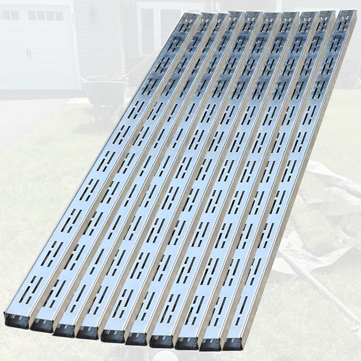 Kit di canali di drenaggio stretti da 1 m, sistema esterno a basso profilo per balconi e gestione delle acque piovane, confezione da 10 pezzi, 5 x 5 cm, soluzione efficiente per il flusso d'acqua