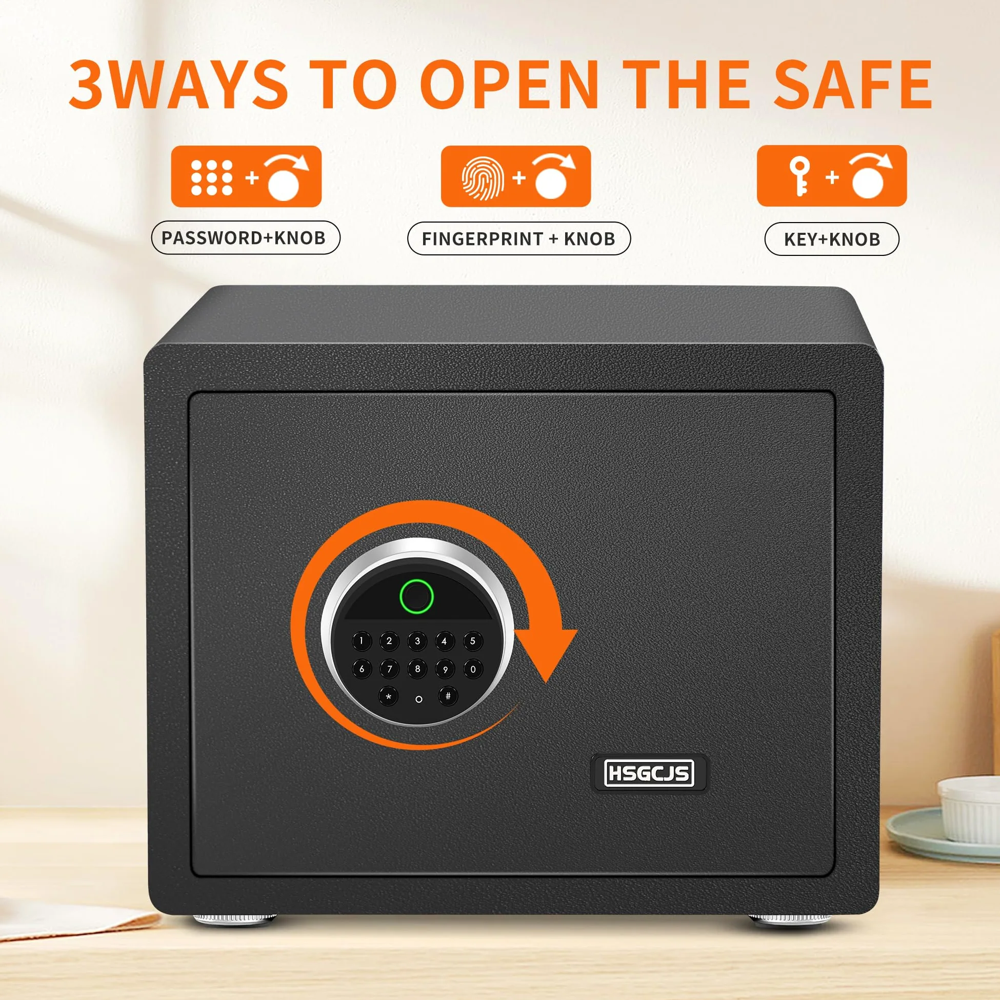 HSGCJS Cassaforte biometrica per impronte digitali con tastiera digitale completa, cassaforte di sicurezza per casa, ufficio e hotel, 1,2 metri cubi
