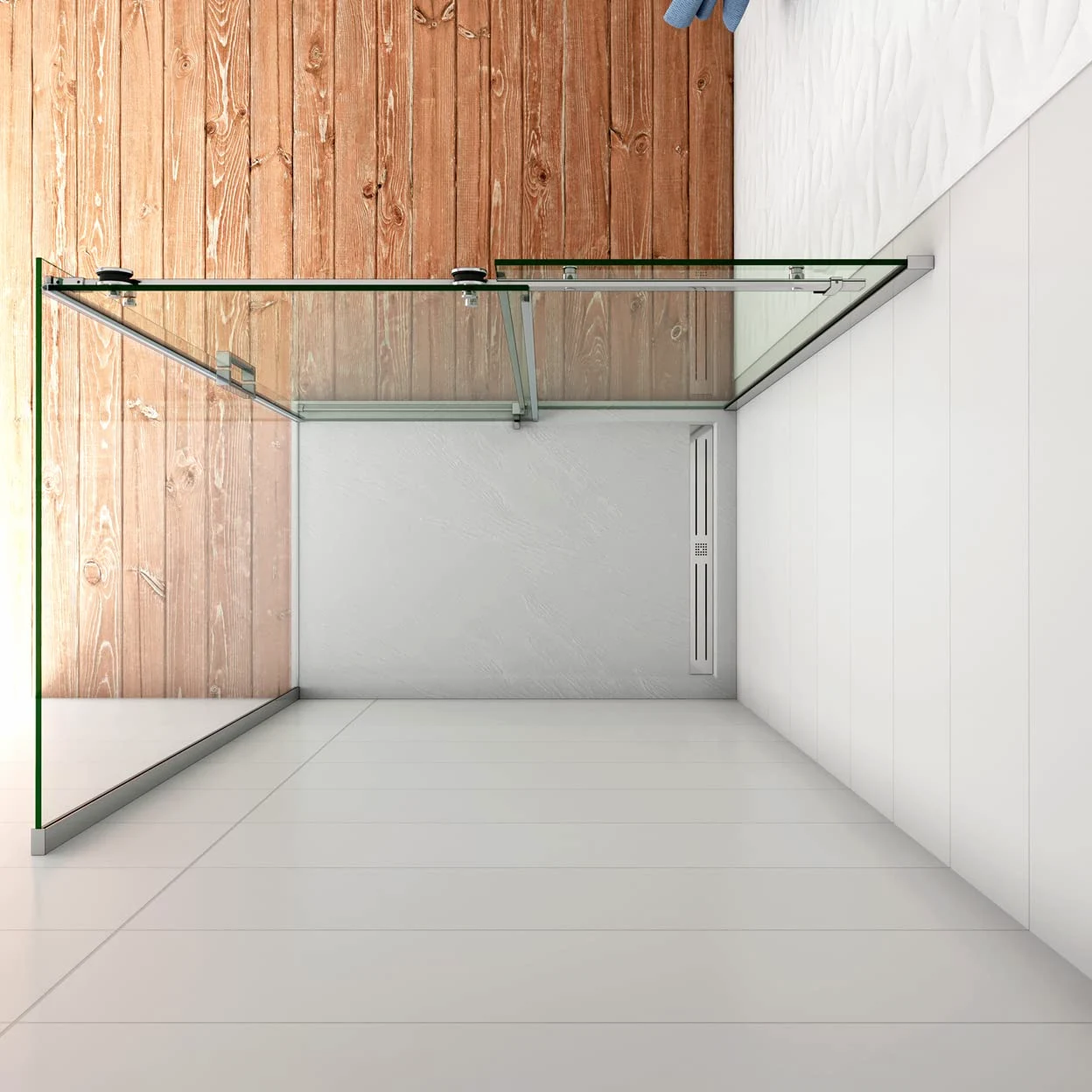 120x70x195 cm Box Doccia Angolare Porta Scorrevole con Parete Laterale Vetro 8 mm Temperato Anticalcare Trasparente Telaio Cromato Lucido