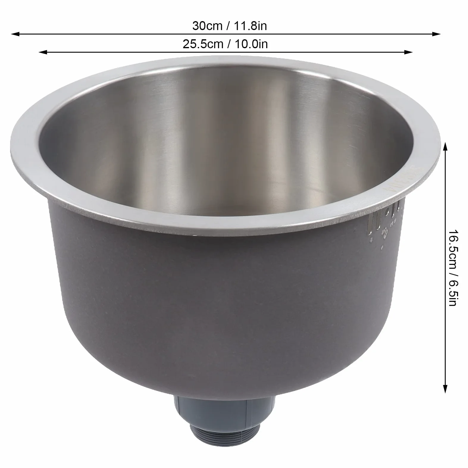 Mini Lavello da Rotondo, Lavabo da Bar in Acciaio Inossidabile, Raccordo per Tubo di Scarico Diametro 30 Cm Estremamente Resistente Drenaggio Eccellente Lavello Design a