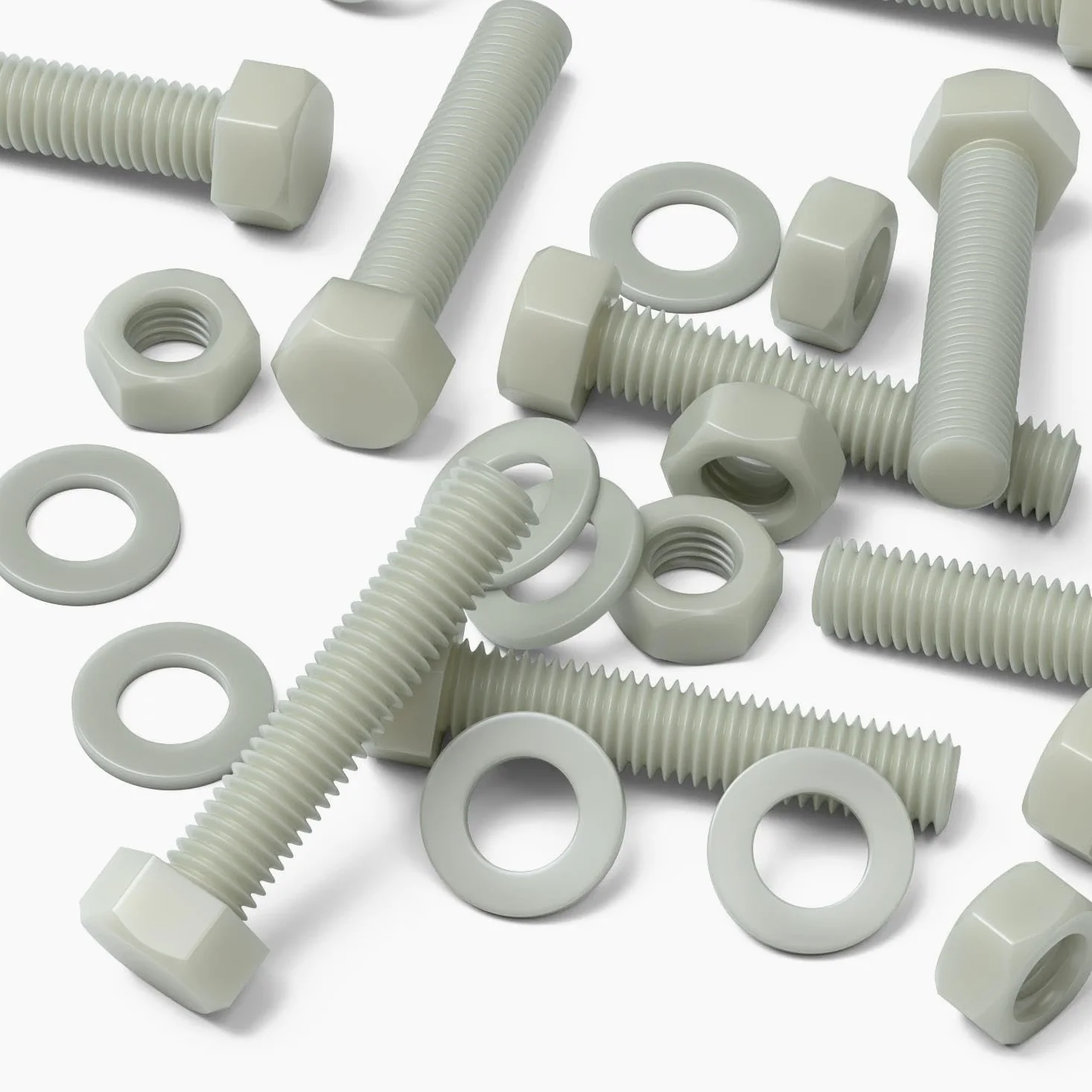 10 x testa Esagonale in super nylon, M10 x 50mm, rinforzato con riempimento in vetro, viti macchinari, Dadi e bulloni di plastica, Rondelle,