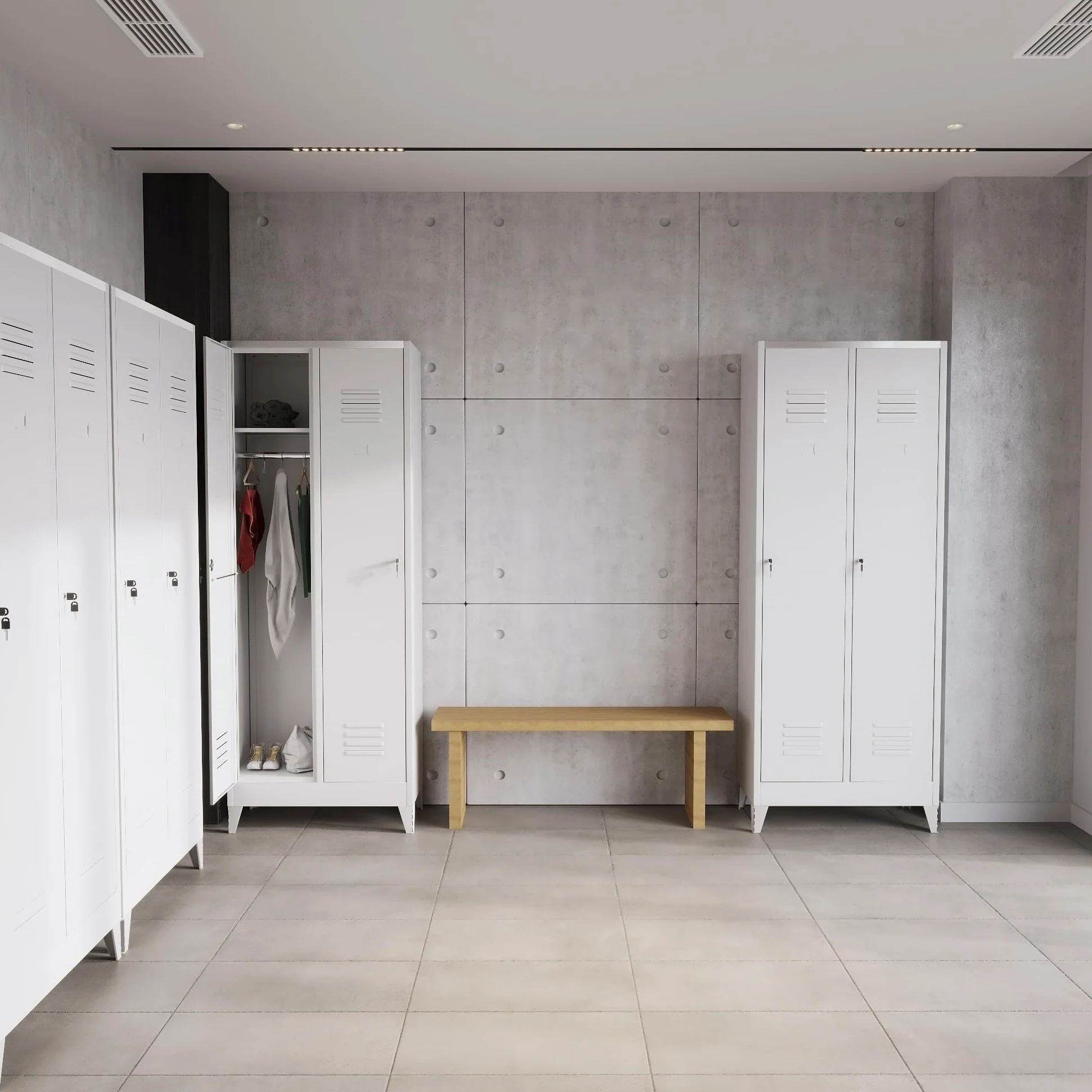 Armadietto Spogliatoio Sporco/Pulito 2 Posti In Lamiera Di Acciaio Salvaspazio Con Chiave Ripiano Appendiabiti Ganci e Porta Cartellino Per Interno Lavoro Piscina 180 x 33 x 68.5 Cm Grigio