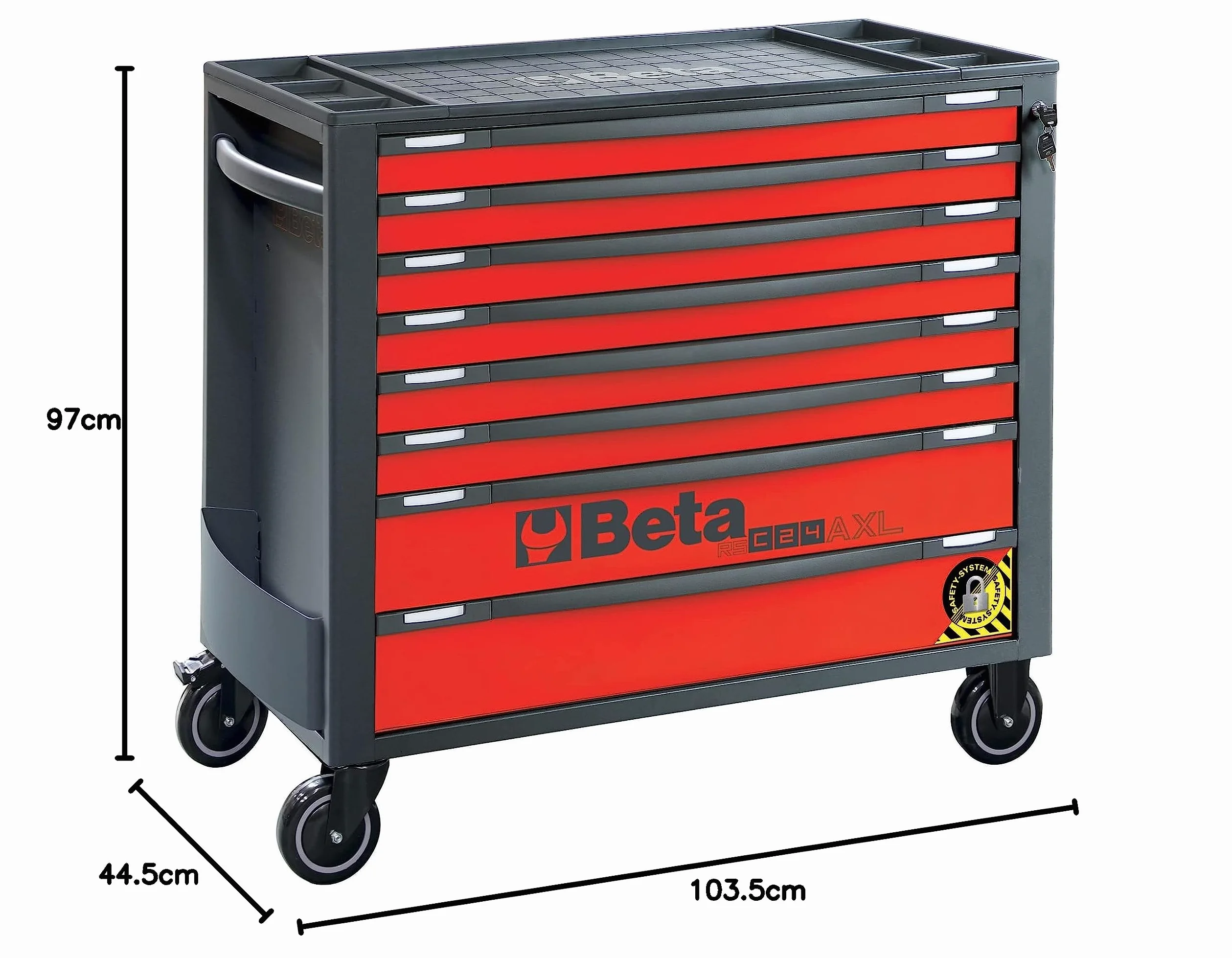 Beta RSC24AXL/8-R - Cassettiera porta attrezzi 8 cassetti, con sistema antiribaltamento, modello lungo