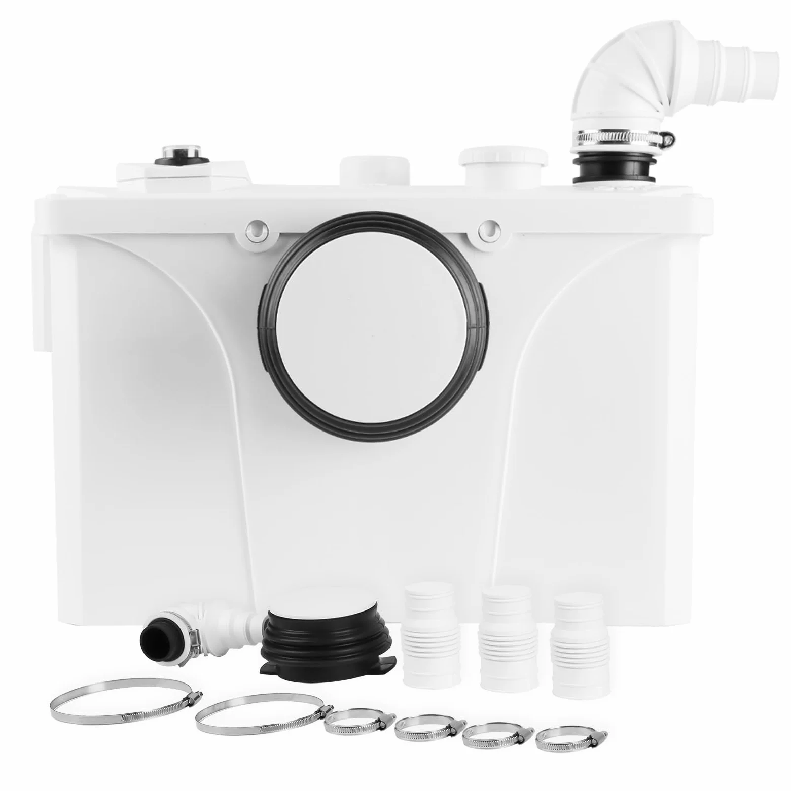 700W Trituratore Pompa Maceratore, pompa da per acque luride per WC, lavabo, doccia, 190L/min, con 4 ingressi, con lame in acciaio inox e carbone attivo