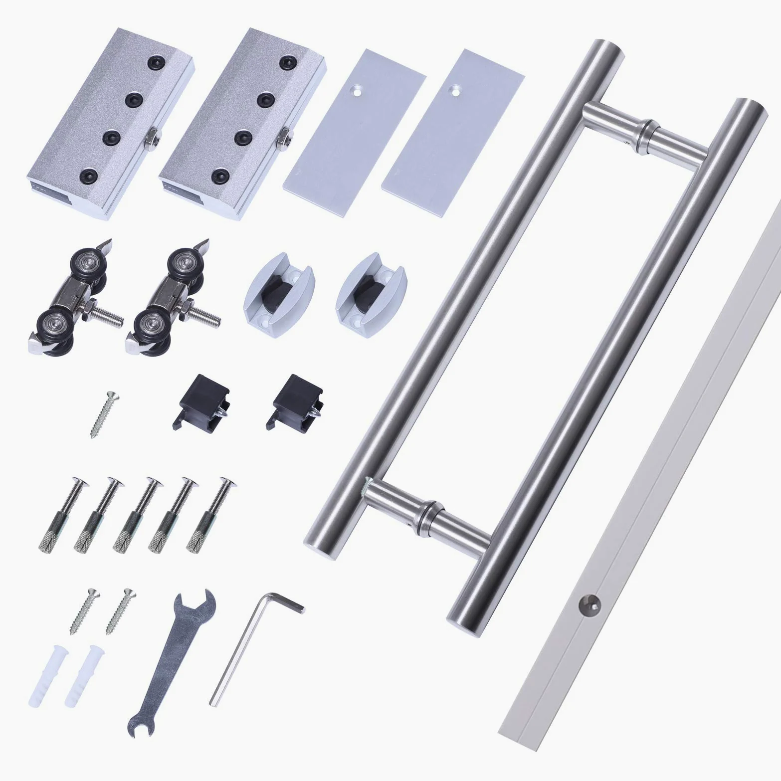 HOMCOM Porta Scorrevole Interna in Vetro Smerigliato e Satinato con Binario B2 e Maniglia per Bagno Cucina Studio Vetro 205x 90x 0,8cm