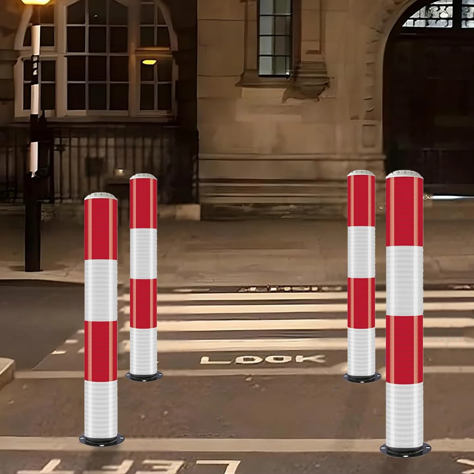 Generico Paletto di Sicurezza Solare Intelligente con luci a LED, Design Riflettente, palo in Tubo d'Acciaio, barriera di parcheggio per Il Controllo del Traffico, Confezione da 2 Verde, 100 cm/39,4