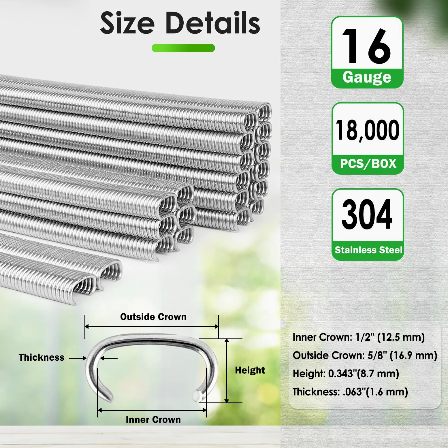 China-top - Graffette ad anello in argento 16 calibro in zincato o 304SS per gabbie metalliche, recinzioni e fissaggio (acciaio inossidabile 304, 18.000 pz/scatola)
