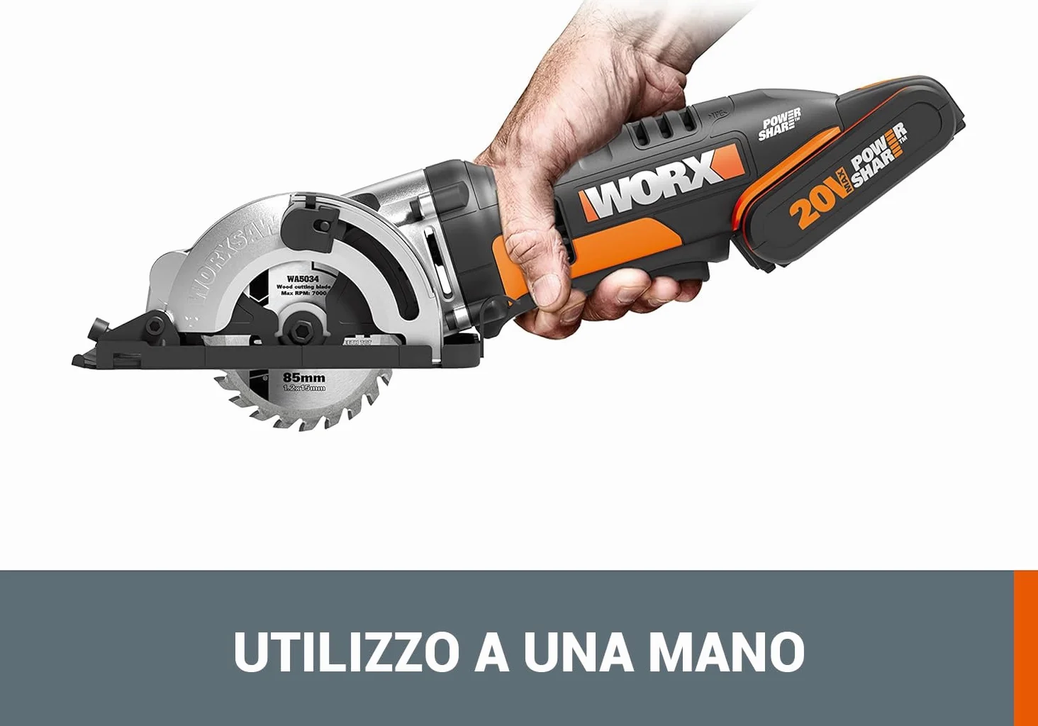 WORX WX527.9, sega circolare compatta ad immersione a batteria 20V (solo corpo macchina)