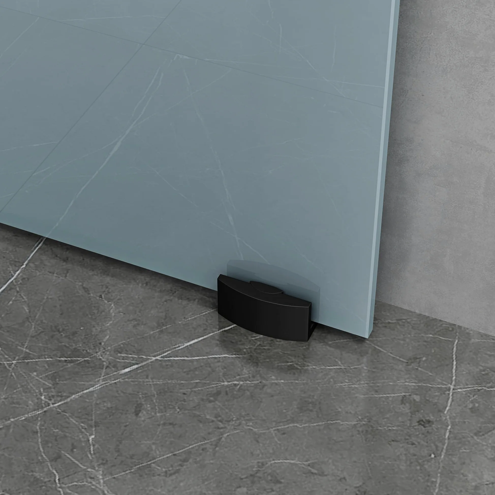 Mai & Mai Porta Scorrevole in Vetro 102.5x215cm, Porta Scorrevole in Vetro Satinato 8mm in 5 Strisce con Binario e Maniglia Rotonda per Bagno Cucina Studio Ufficio, Nero, Amalfi-plus 11H