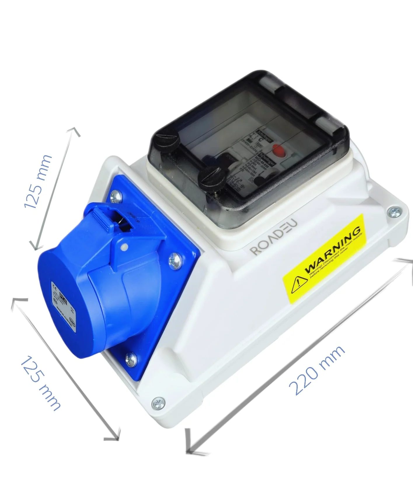 RoadEu - Presa CEE 16A e interruttore differenziale - 230V 3P Presa monofase con interruttore, presa a muro con interruttore automatico