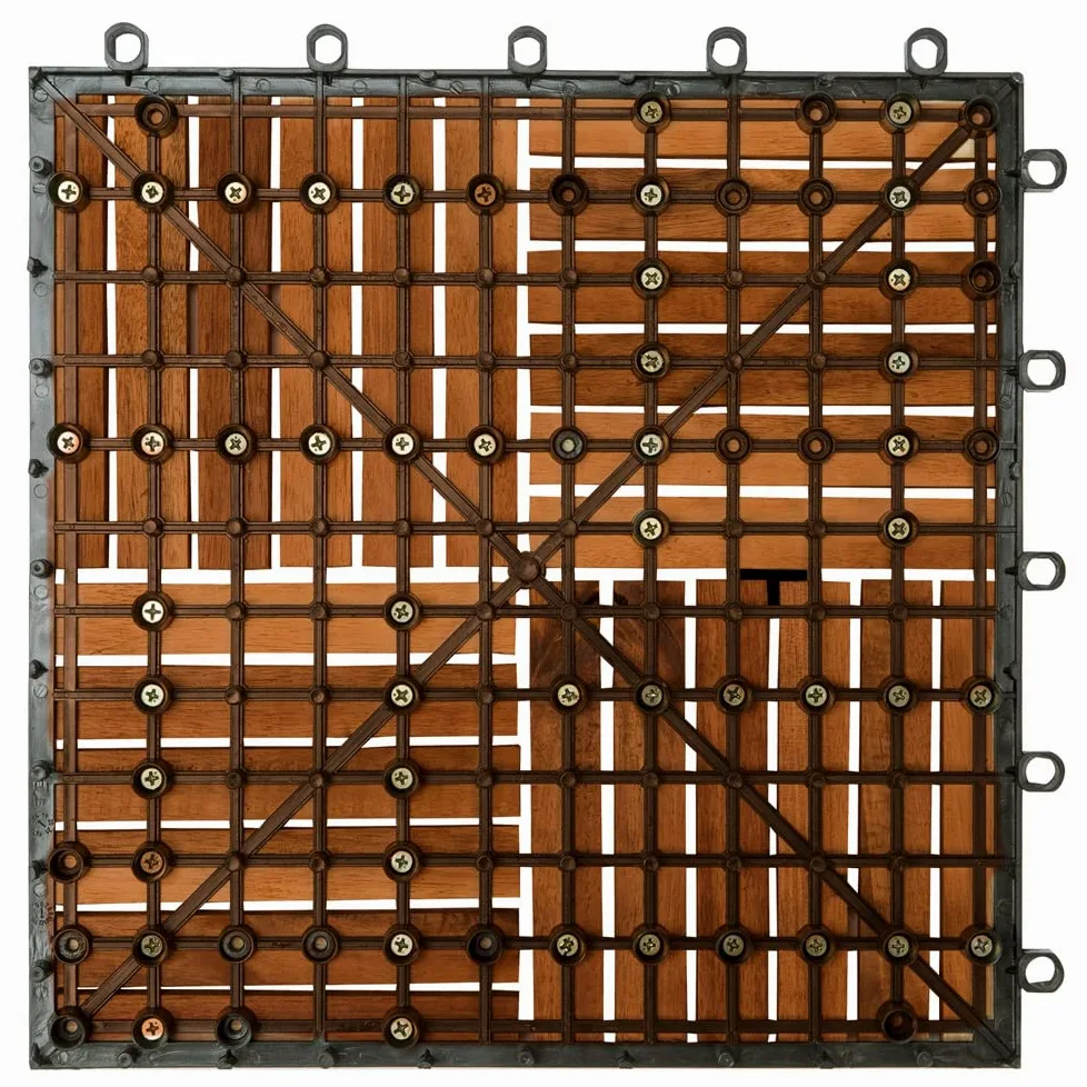 Casaria Piastrelle Legno Acacia 66pz Certificato FSC® Mattonelle 6m² ad Incastro 30x30cm Esterno Mosaico Quattro