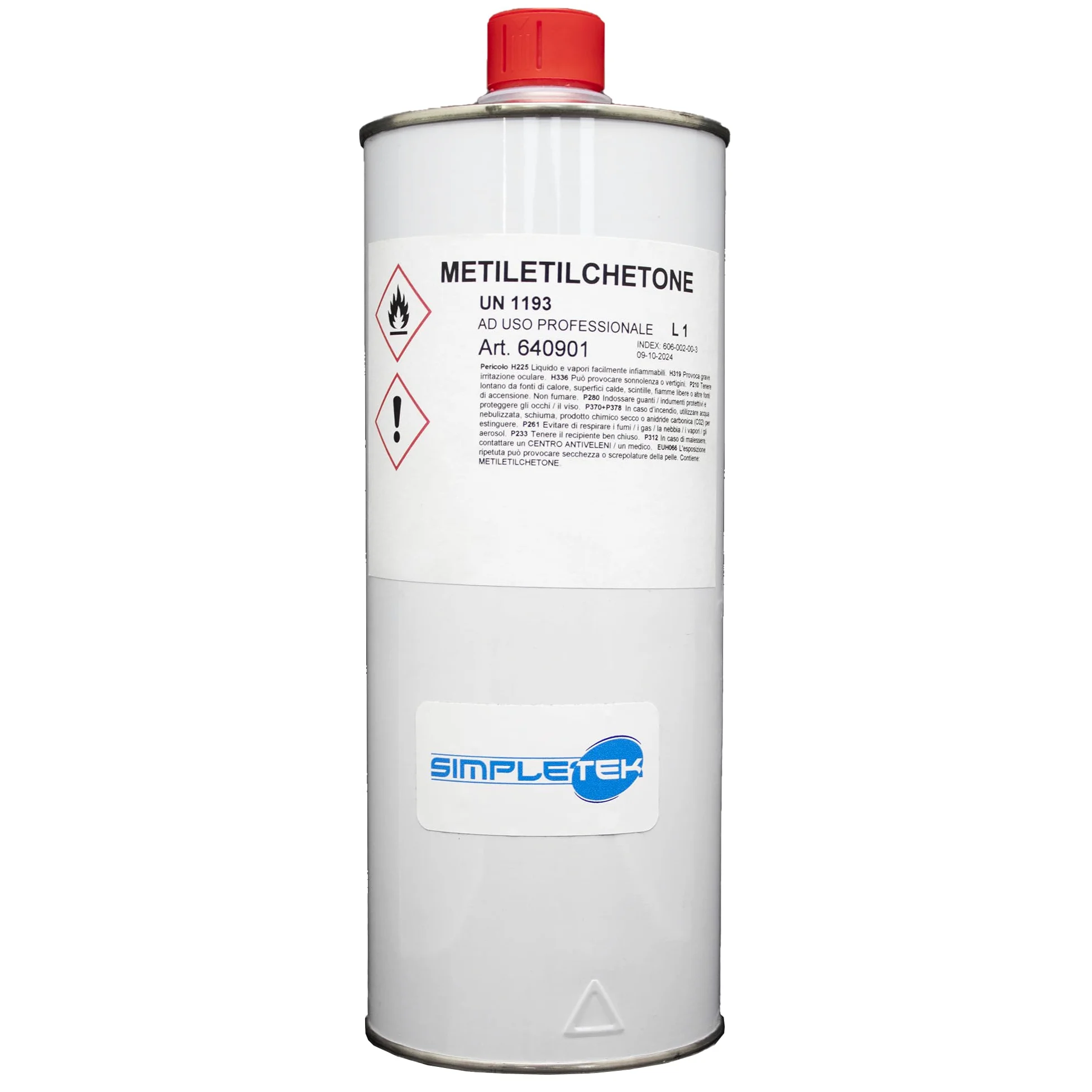 SIMPLETEK - Metiletilchetone (MEK) 1L - Solvente Universale per Gommalacca, Resine, Colofonia, Gomma e Vernici