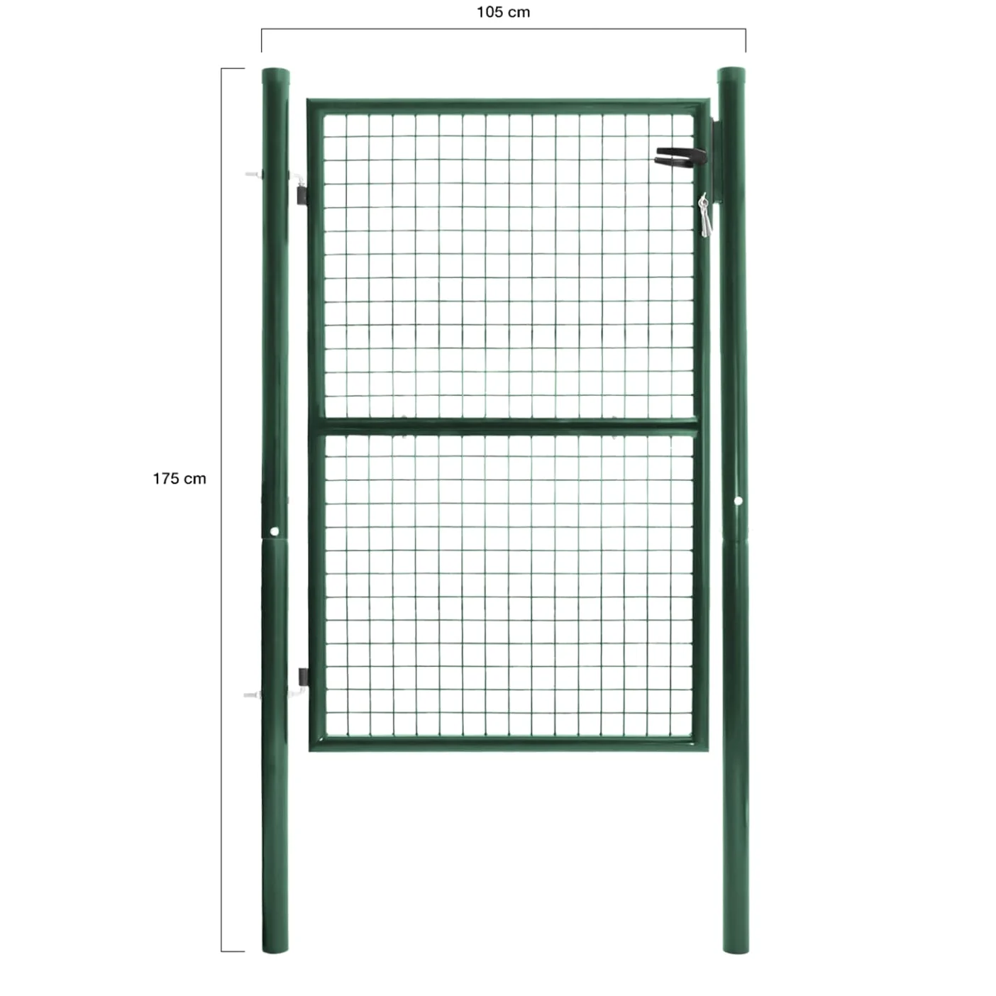 IDMarket - Cancello da giardino in acciaio verde 105 x 125 cm con serratura e maniglia