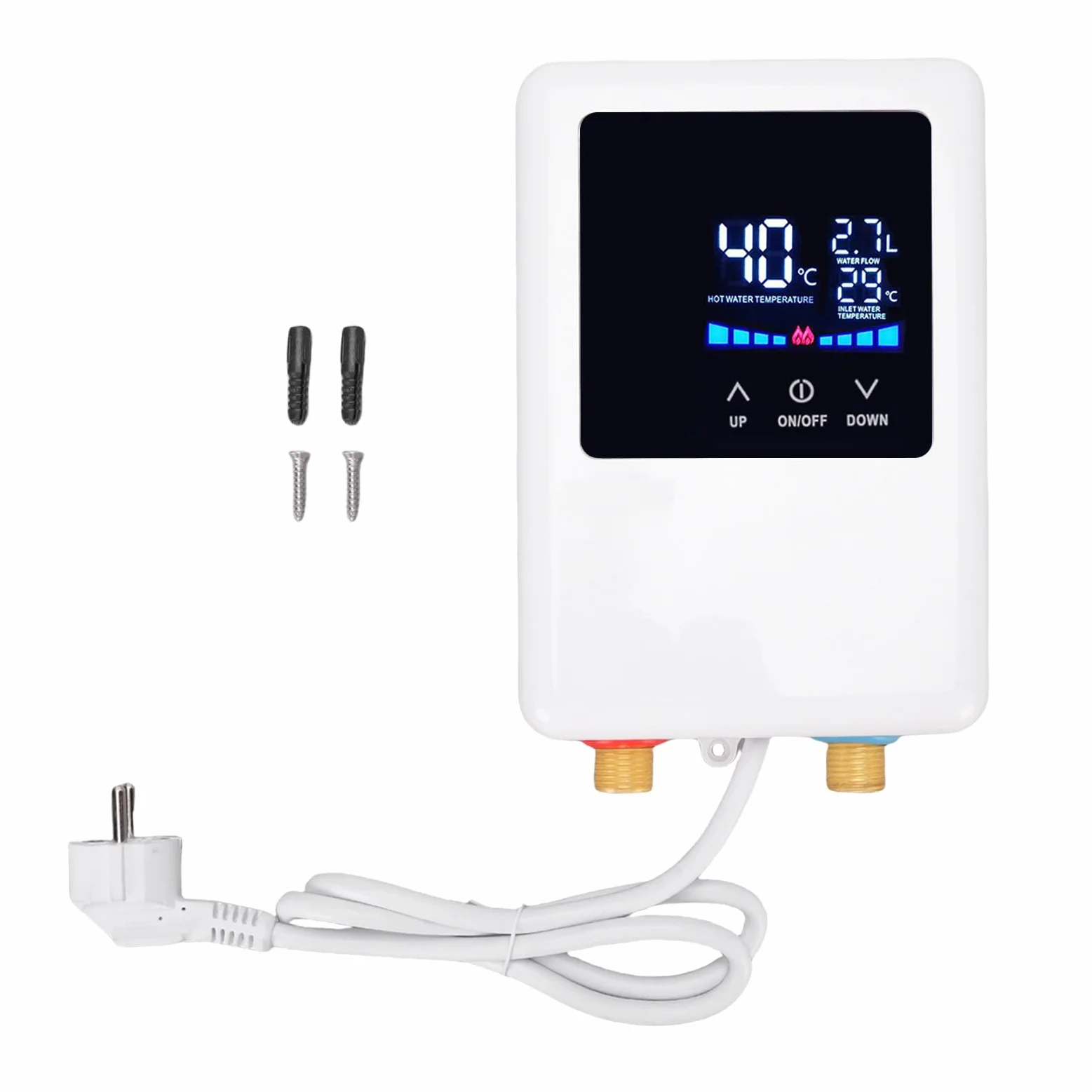 Scallo Idrico Senza Serbatoio, Scaldabagno Istantaneo Elettrico 3000W con Schermo LCD, Sotto la Parete del Lavandino, Riscaldatori Termostati di Conversione di Frequenza per (EU)
