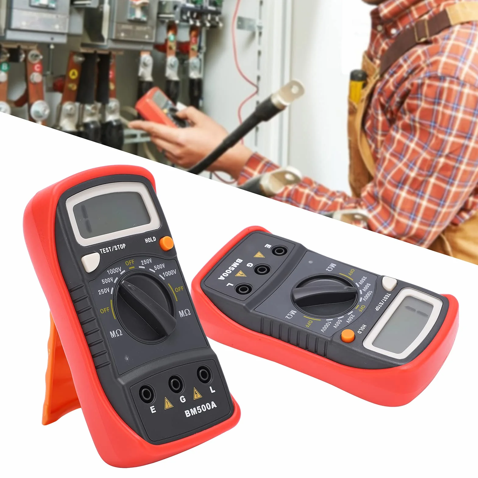 Megaohmmetro Digitale Tester Resistenza Isolamento 1000V Misurazione 0,001-1999 MΩ Display LCD con Supporto ABS