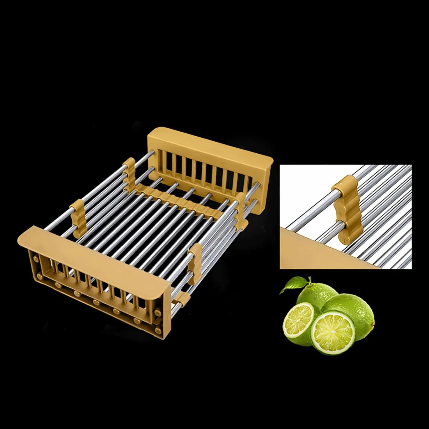 Lavello da cucina in oro Lavandino in Acciaio Inox Vasca Unica Lavabo da Cucina Incasso al mobile Lavandino Commerciale Con miscelatore Cestello di scarico for cucine,balconi,bar(60*40cm(23.6"*15.7"))