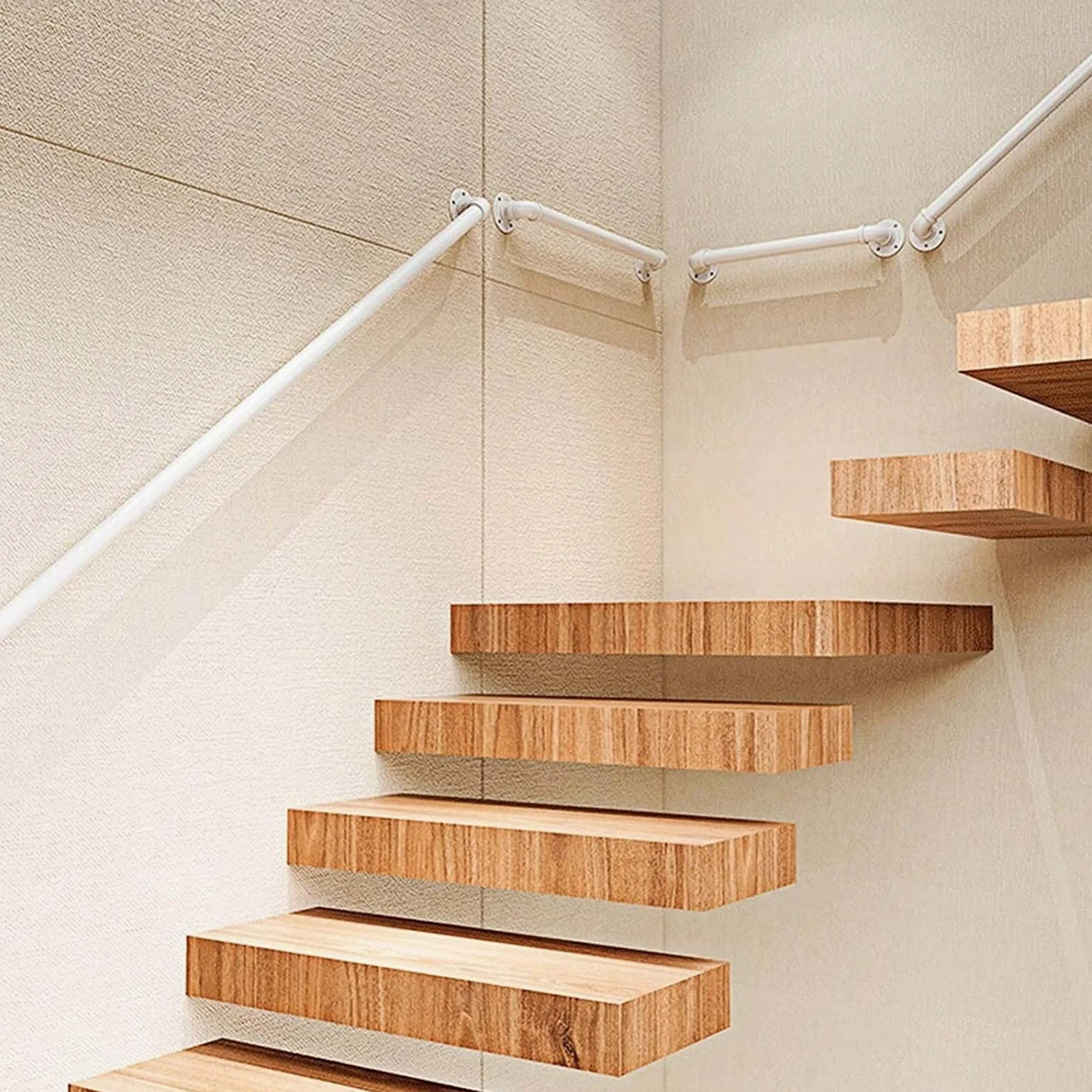 Bianco Scale Ringhiera Corrimano 1m 2m 3m 4m 5m 6m, Asta di Supporto Ringhiera Scale per Disabili Anziani Interni Esterni Maniglione/Maniglie - Supporto 200kg (Size : 200cm)