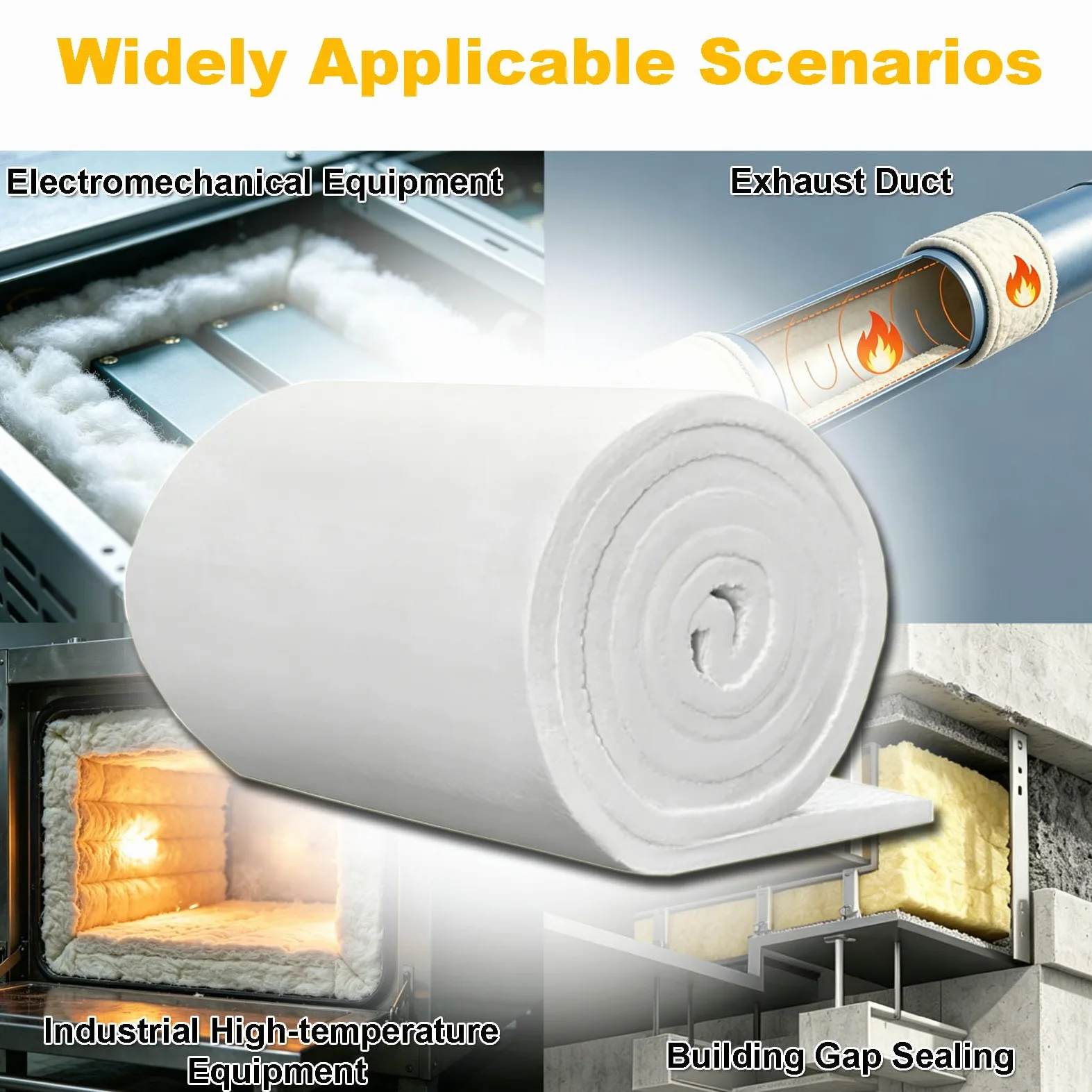 Coperta in Fibra Ceramica Isolante - Isolamento Termico e Ignifugo Senza Manutenzione per Forni e Stufe a Legna - Lana di Roccia ad Alta T(Size:5m * 0.61m * 30mm(196.85 * 24.02 * 1.18 inches))