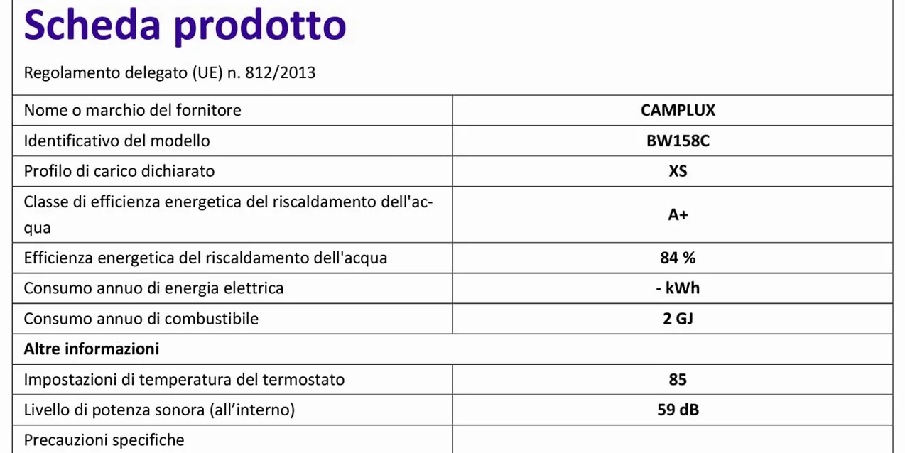 CAMPLUX BW158C Scaldacqua a Gas Tankless, 6 Litri, 12kW, Butano (28-30 mbar) / Propano (37 mbar), per Doccia da Campeggio