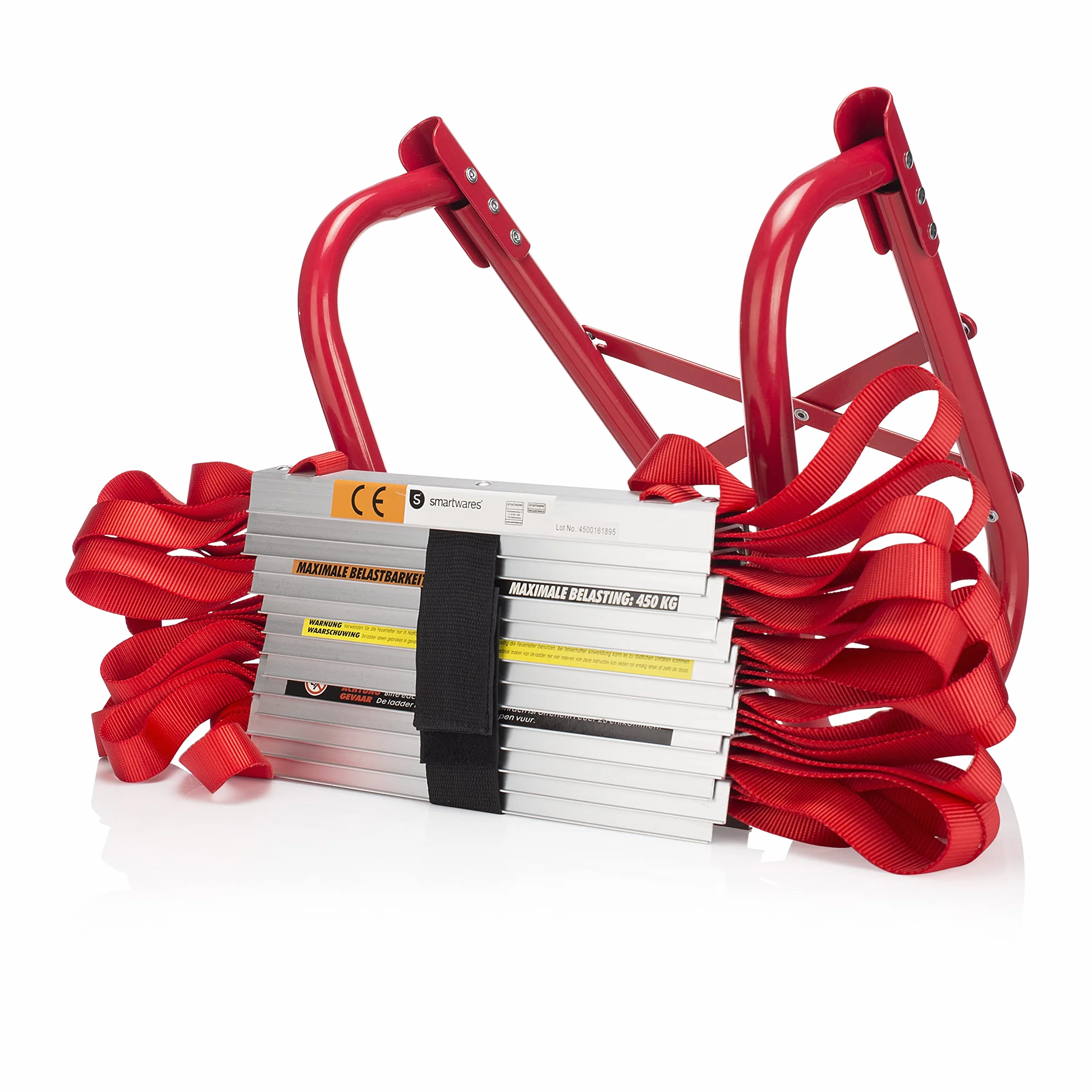 Smartwares Scala di fuga - Rosso - Acciaio - 4,5 m di lunghezza - 450 kg max - Ideale per l'evacuazione del 1° piano - 10.015.18