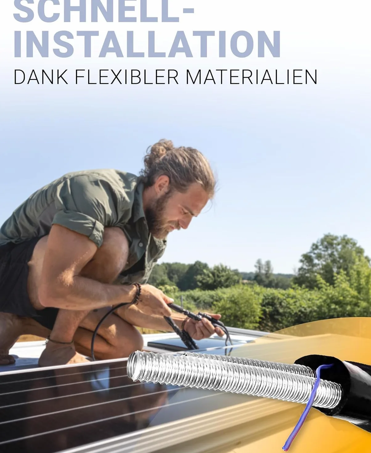 Tubo solar doppio DN16 in acciaio inossidabile con cavo sensore – Tubo solare/condotta solare per solare termico – Doppio tubo preisolato 13 mm EPDM – 3/4" dado a pressione – 5 m / 10 m / 15 m / 20 m