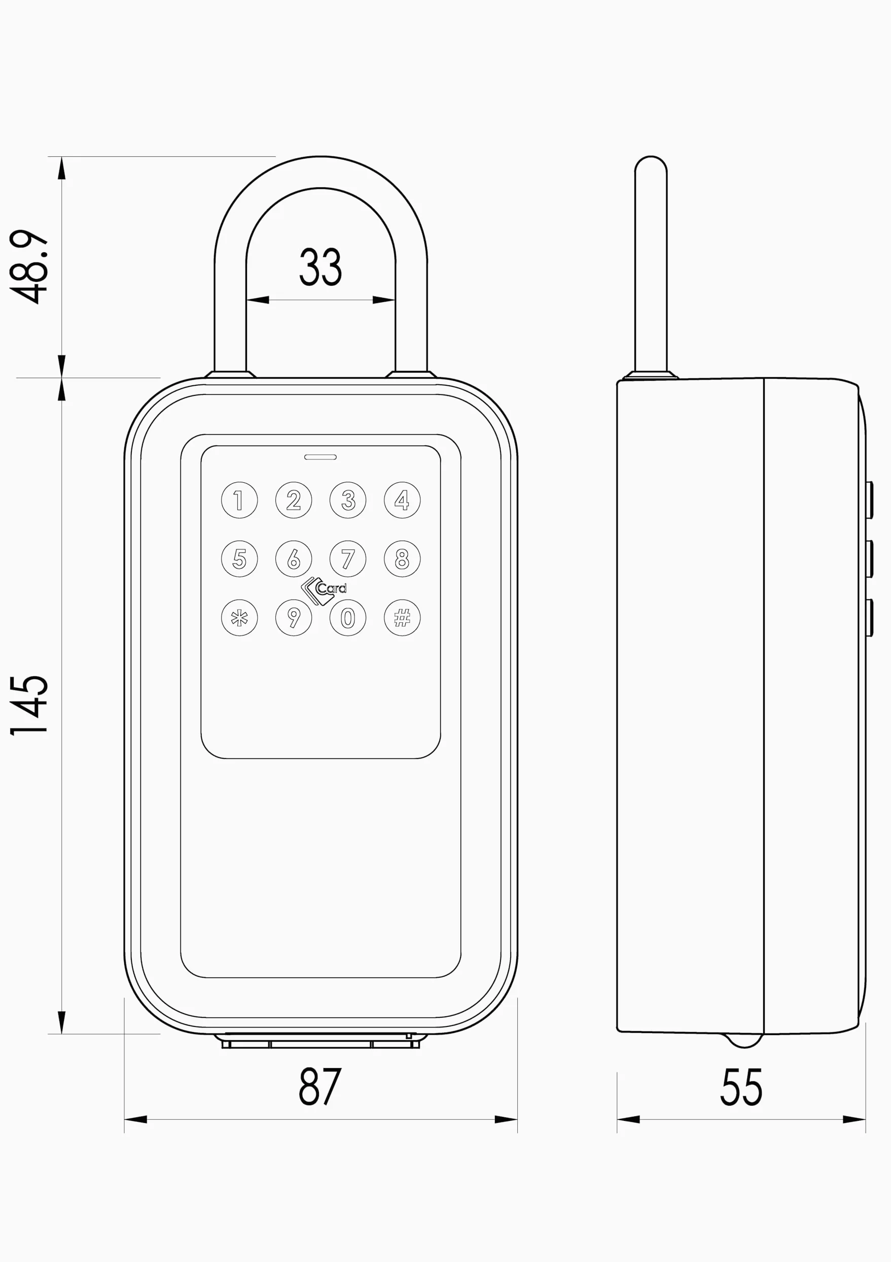 Smart KeyBox - Smart Key Box in alluminio nero - Tastiera a tasti, Sensore di apertura, Gateway Bluetooth/Wi-FI 2,4 GHz aggiunto - App Tuya