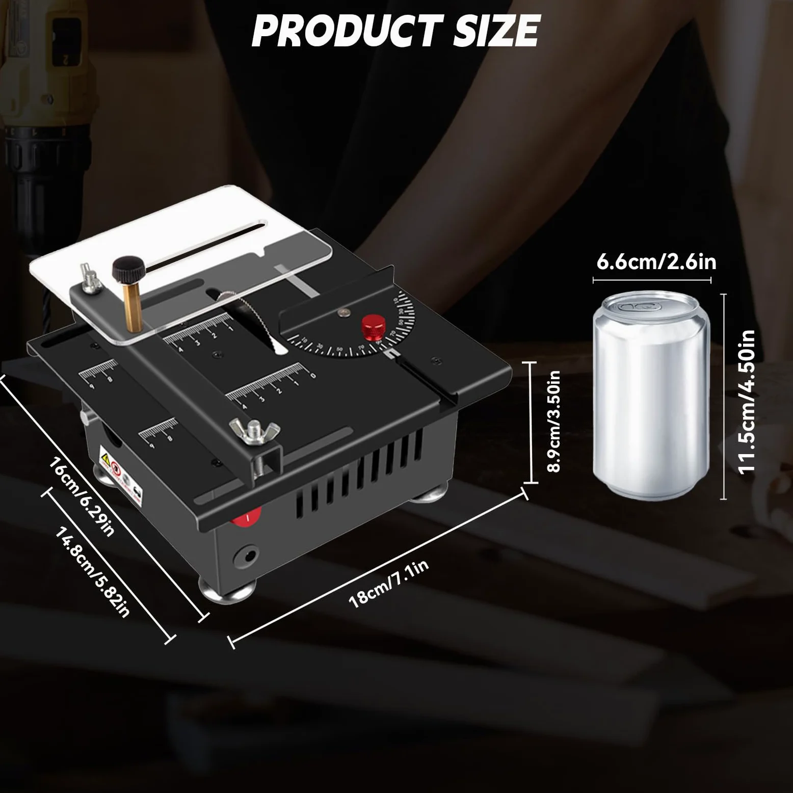 Mini Sega da Tavolo Per Artigianato, Mini Sega da Tavolo Multifunzione Potenza 100w, Piccola Sega da Tavolo Portatile, 7 Velocità Regolabili, Taglio 0-90°, Per Fai da Te, Legno, Acrilico E Taglio Pcb
