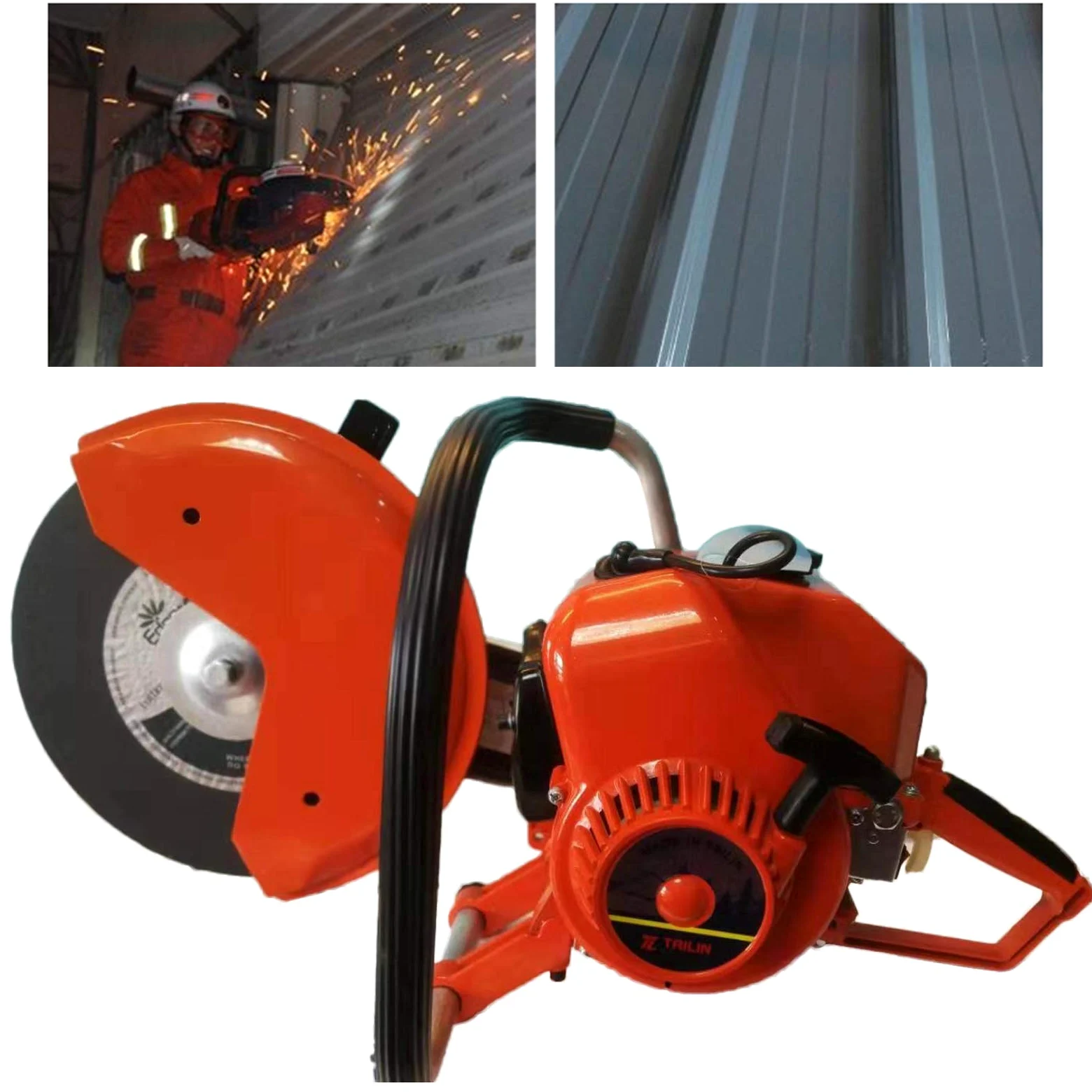 Sega da taglio per calcestruzzo, sega a motore, a benzina, 6,8 HP 30 cm, profondità di taglio 10 cm, per calcestruzzo, acciaio, metallo, marmo, 2 tempi, profondità regolabile