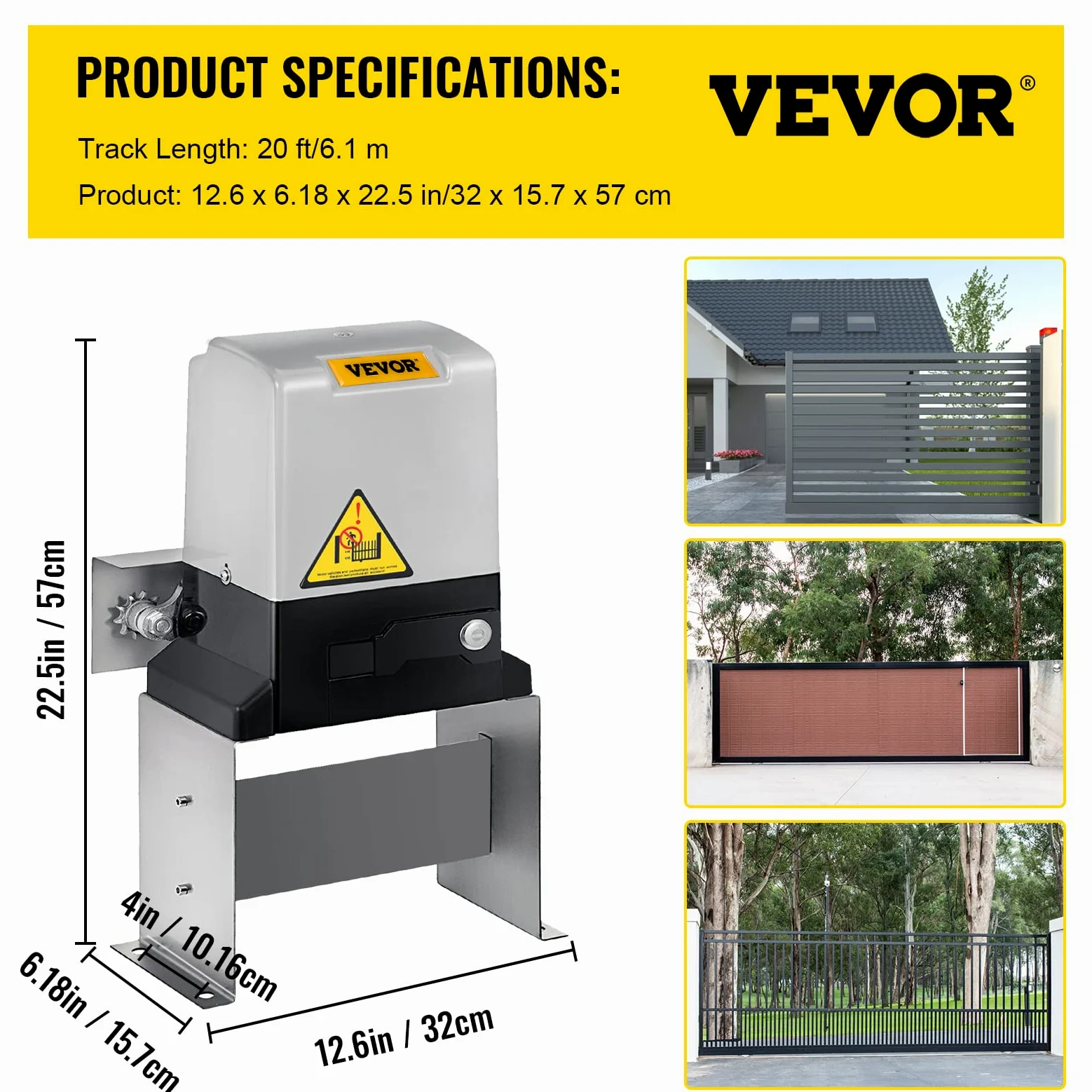 VEVOR Apricancello Scorrevole 817 kg Cancello Scorrevole Apriporta con 2 telecomandi, Kit Ferramenta per Cancello Sicurezza, 360 W Velocità Viaggio 13 m/min Motore Elettrico per Cancello Scorrevole
