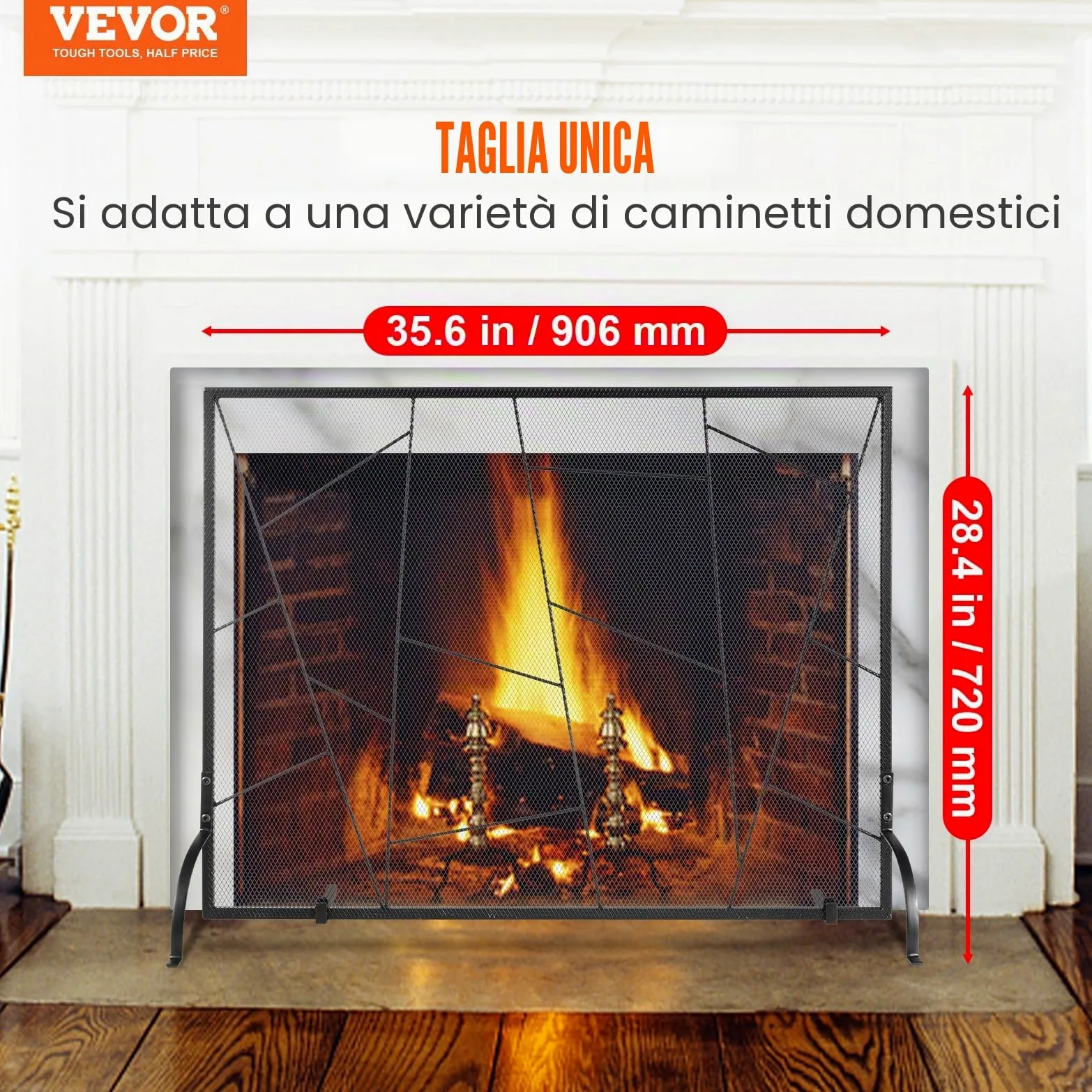 VEVOR Schermo Parascintille Nero per Caminetto 1 Pannello Schermo per Stufa da 90,6x72 cm, Parascintille per Camino Stufa di Soggiorno Decorazione d'Interni, Pannello Parascintille per Camino Stufa