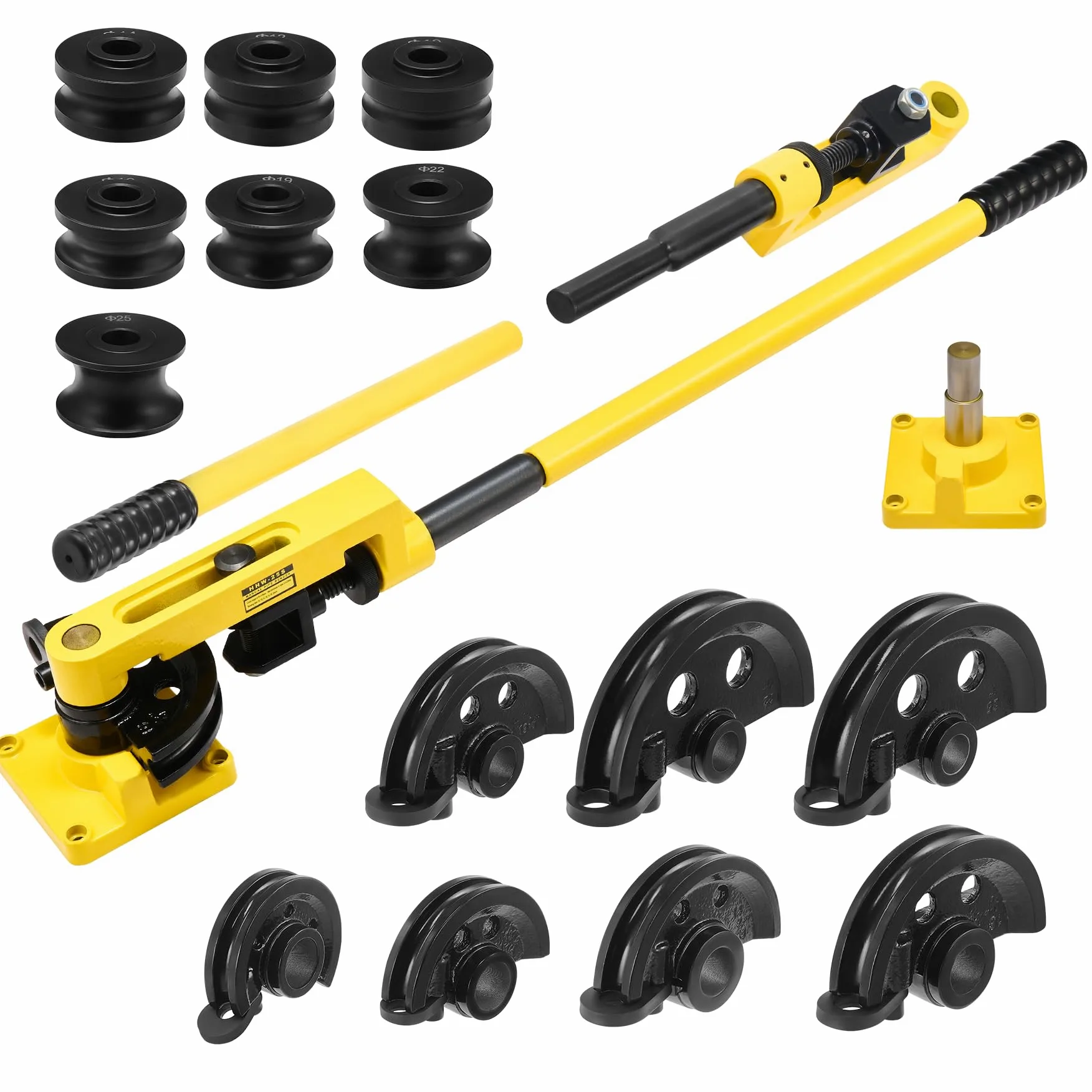 ZELCAN Piegatubi Manuale 10-25mm Curvatubi Manuale con 7 Stampi Pesanti per Resistenti Macchina Piegatubi per Tubi in Acciaio, Ottone, Rame, Ferro Battuto e Alluminio